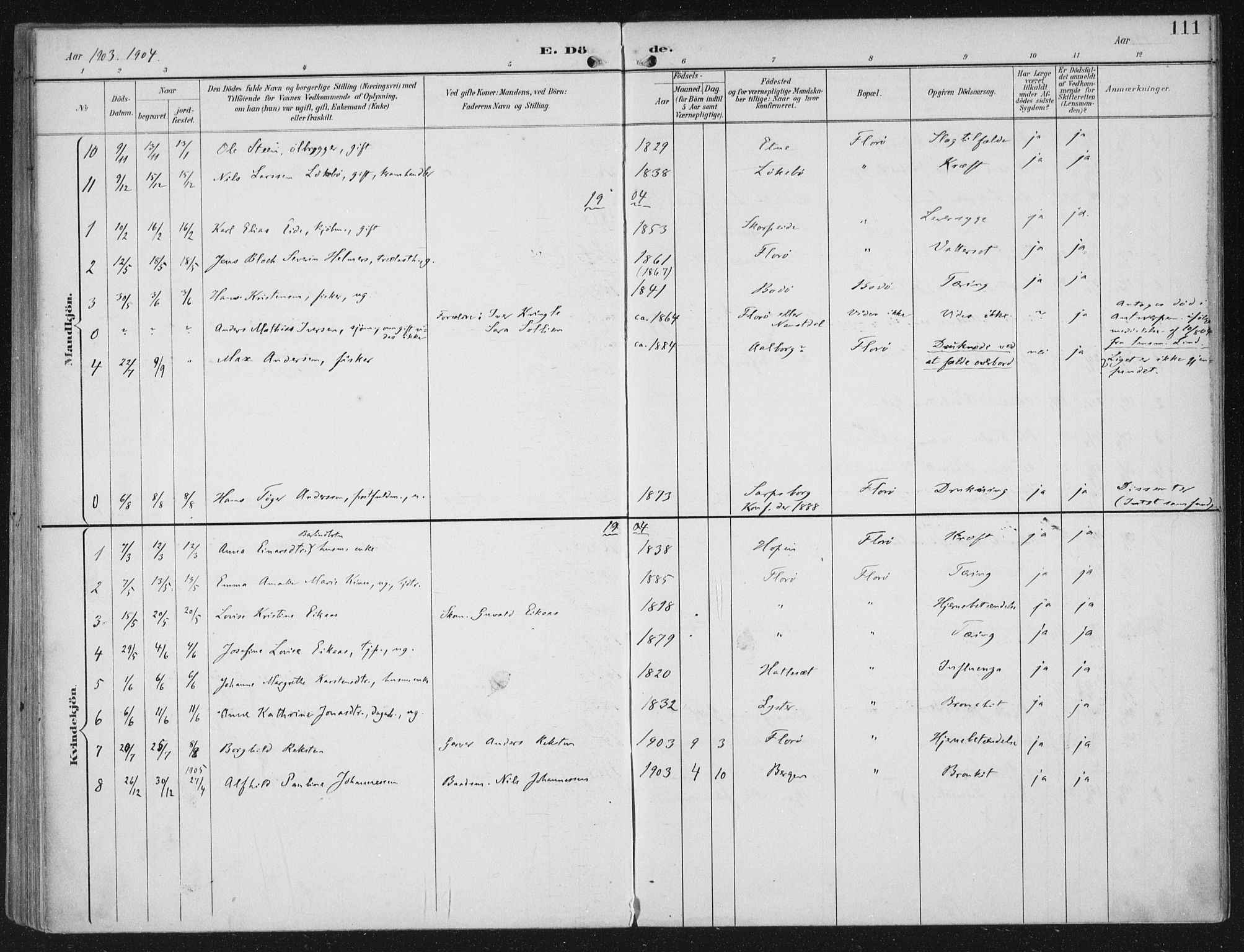 Kinn sokneprestembete, SAB/A-80801/H/Haa/Haac/L0002: Parish register (official) no. C 2, 1895-1916, p. 111