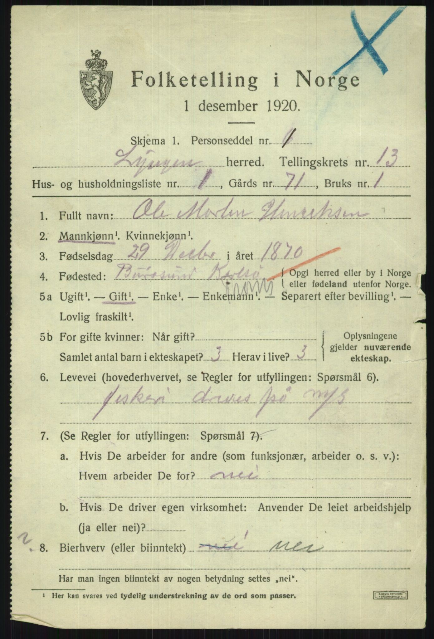 SATØ, 1920 census for Lyngen, 1920, p. 10065