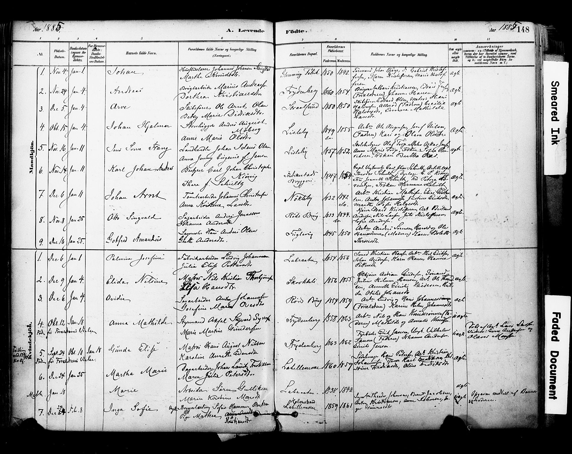 Glemmen prestekontor Kirkebøker, SAO/A-10908/F/Fa/L0011: Parish register (official) no. 11, 1878-1917, p. 148