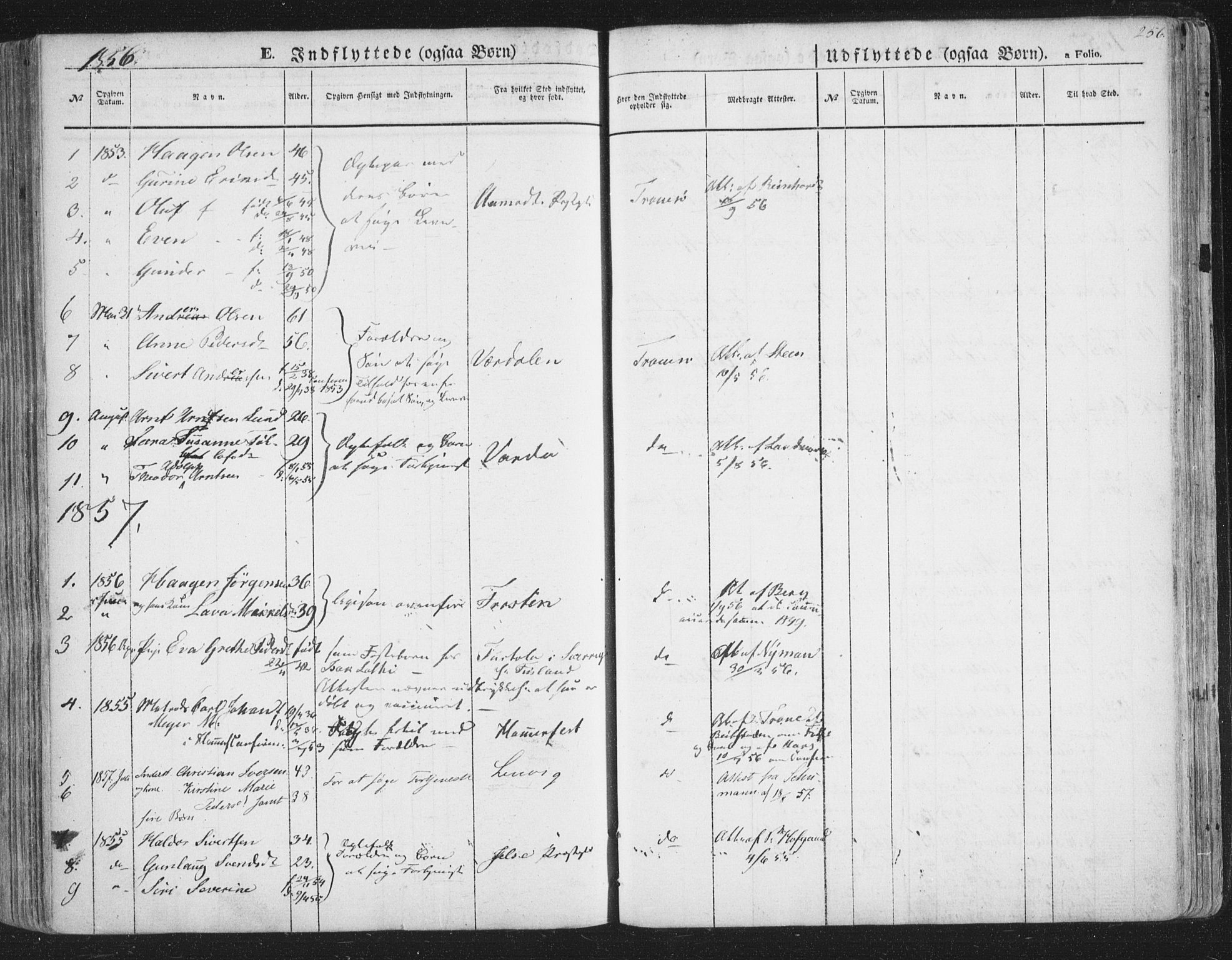 Tromsø sokneprestkontor/stiftsprosti/domprosti, AV/SATØ-S-1343/G/Ga/L0011kirke: Parish register (official) no. 11, 1856-1865, p. 256