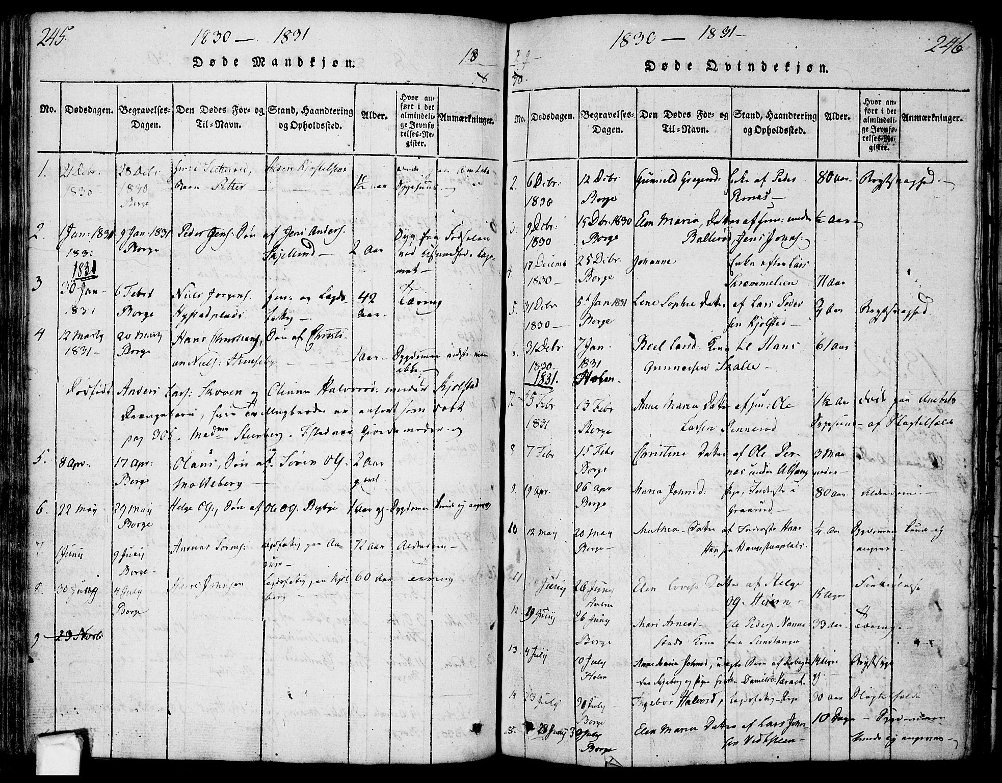 Borge prestekontor Kirkebøker, AV/SAO-A-10903/F/Fa/L0003: Parish register (official) no. I 3, 1815-1836, p. 245-246