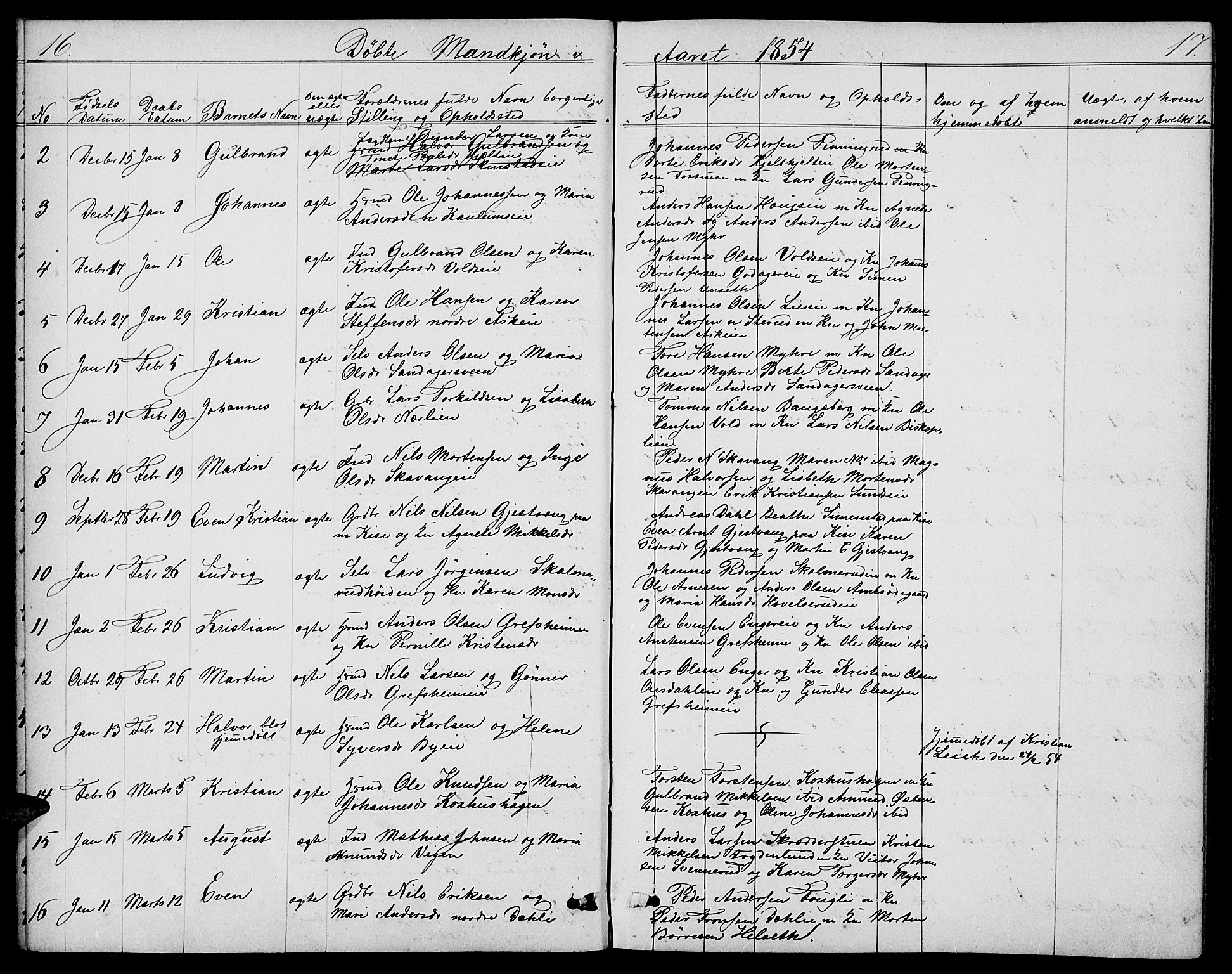 Nes prestekontor, Hedmark, AV/SAH-PREST-020/L/La/L0005: Parish register (copy) no. 5, 1852-1889, p. 16-17