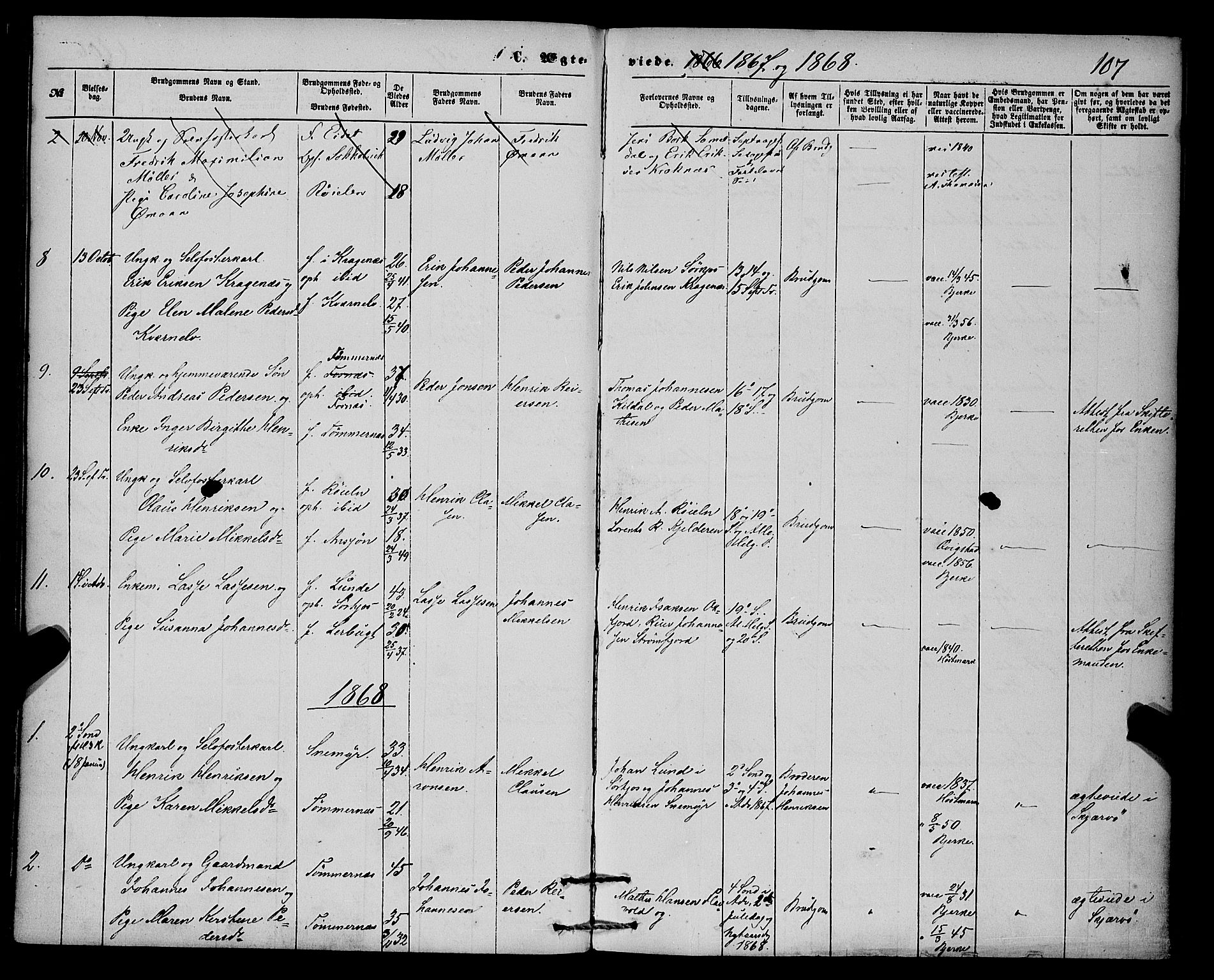 Skjervøy sokneprestkontor, SATØ/S-1300/H/Ha/Haa/L0013kirke: Parish register (official) no. 13, 1863-1877, p. 107