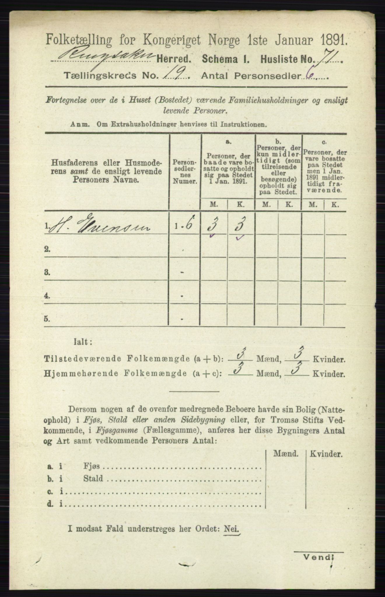 RA, 1891 census for 0412 Ringsaker, 1891, p. 10595