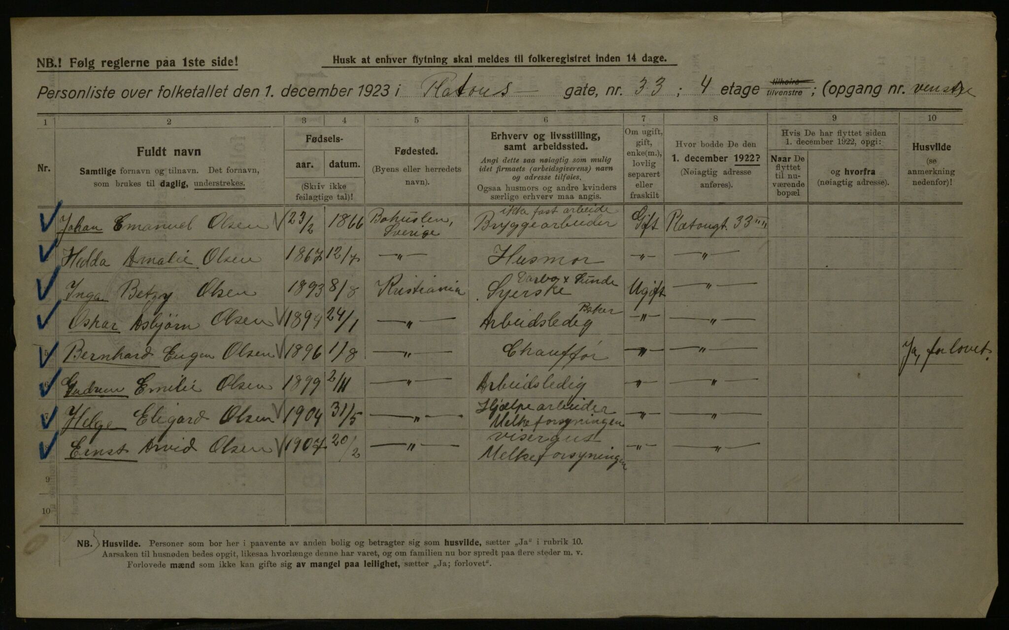 OBA, Municipal Census 1923 for Kristiania, 1923, p. 89144