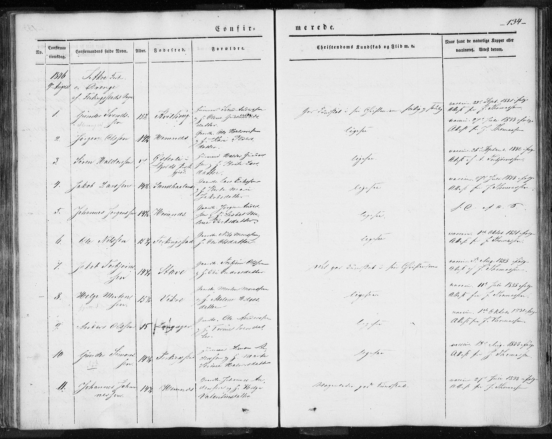 Skudenes sokneprestkontor, AV/SAST-A -101849/H/Ha/Haa/L0002: Parish register (official) no. A 2.1, 1841-1846, p. 134