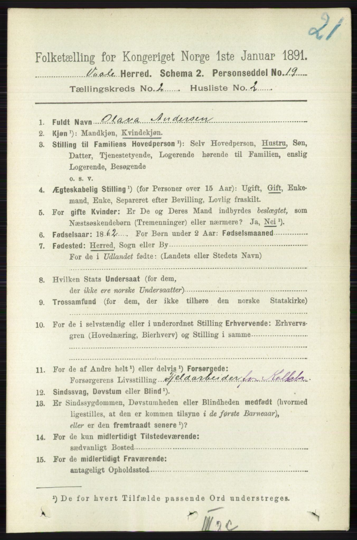 RA, 1891 census for 0716 Våle, 1891, p. 454