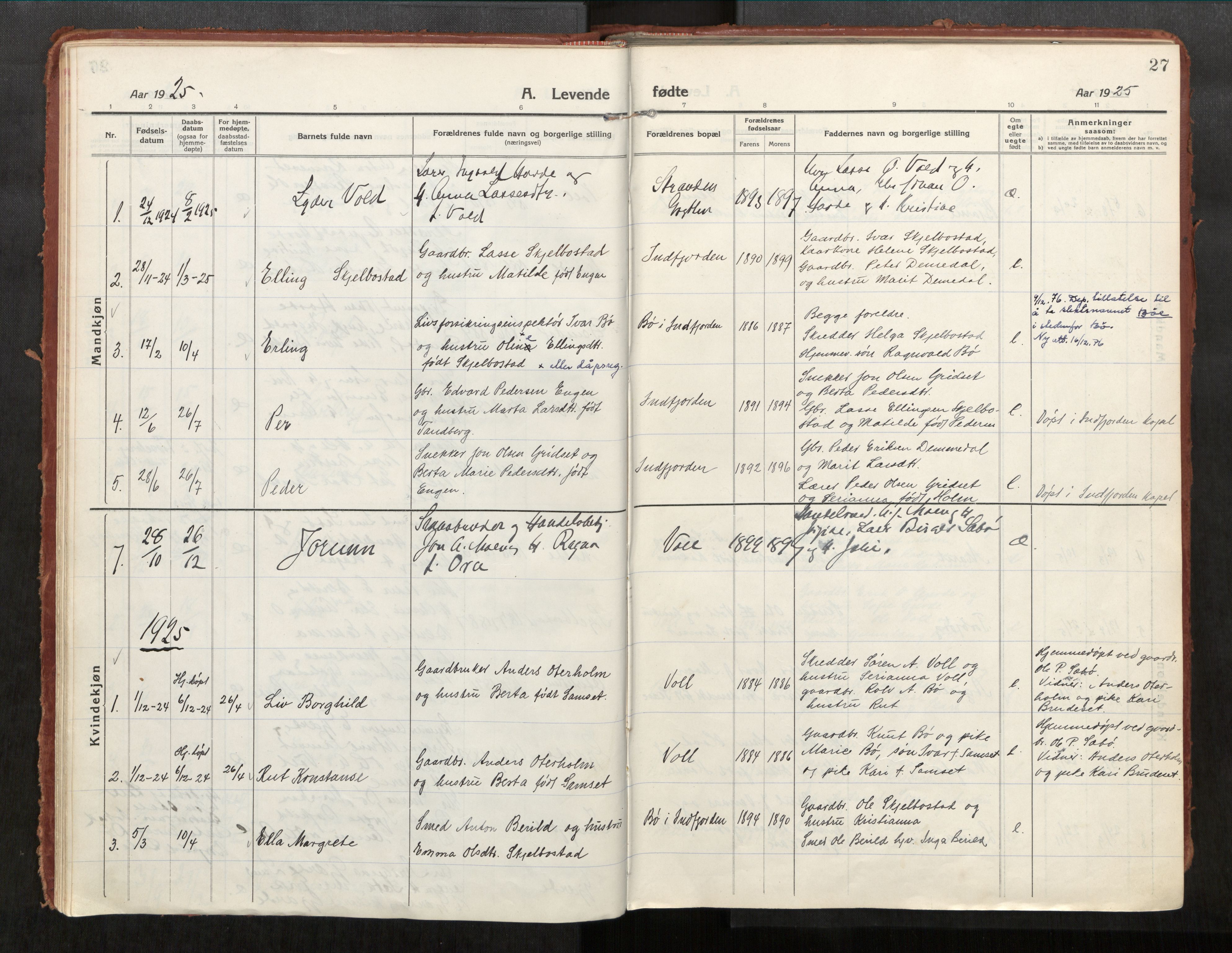 Eid sokneprestkontor, AV/SAT-A-1254: Parish register (official) no. 543A04, 1916-1956, p. 27