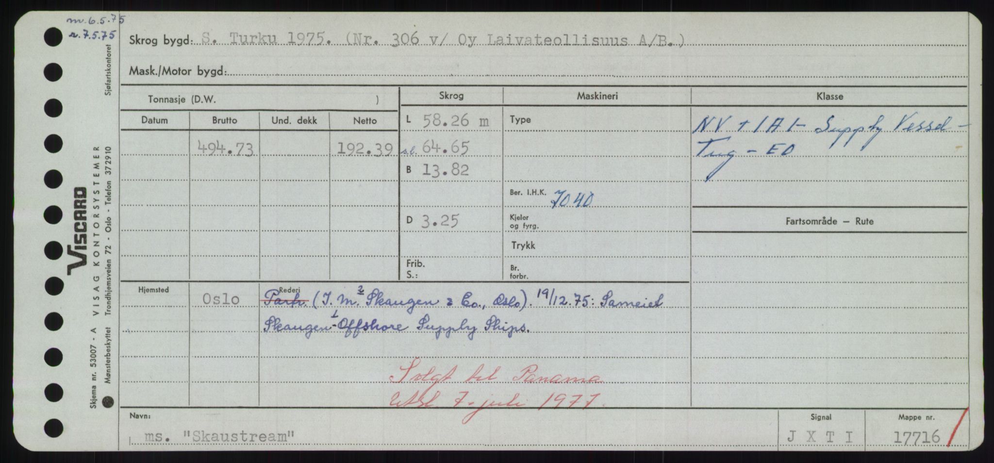 Sjøfartsdirektoratet med forløpere, Skipsmålingen, RA/S-1627/H/Hd/L0034: Fartøy, Sk-Slå, p. 141