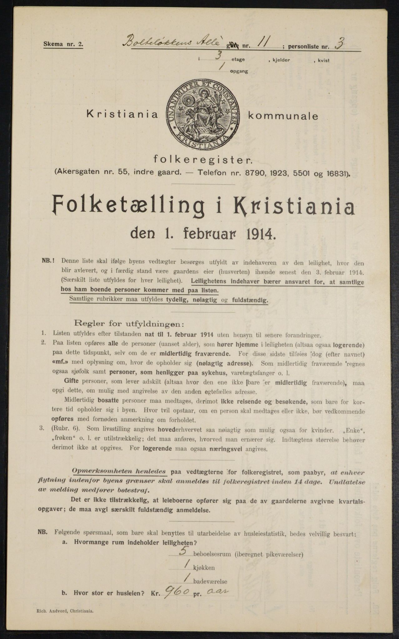 OBA, Municipal Census 1914 for Kristiania, 1914, p. 7690