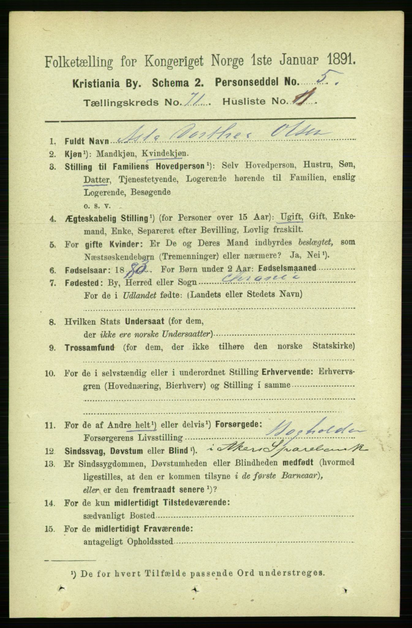 RA, 1891 census for 0301 Kristiania, 1891, p. 38926