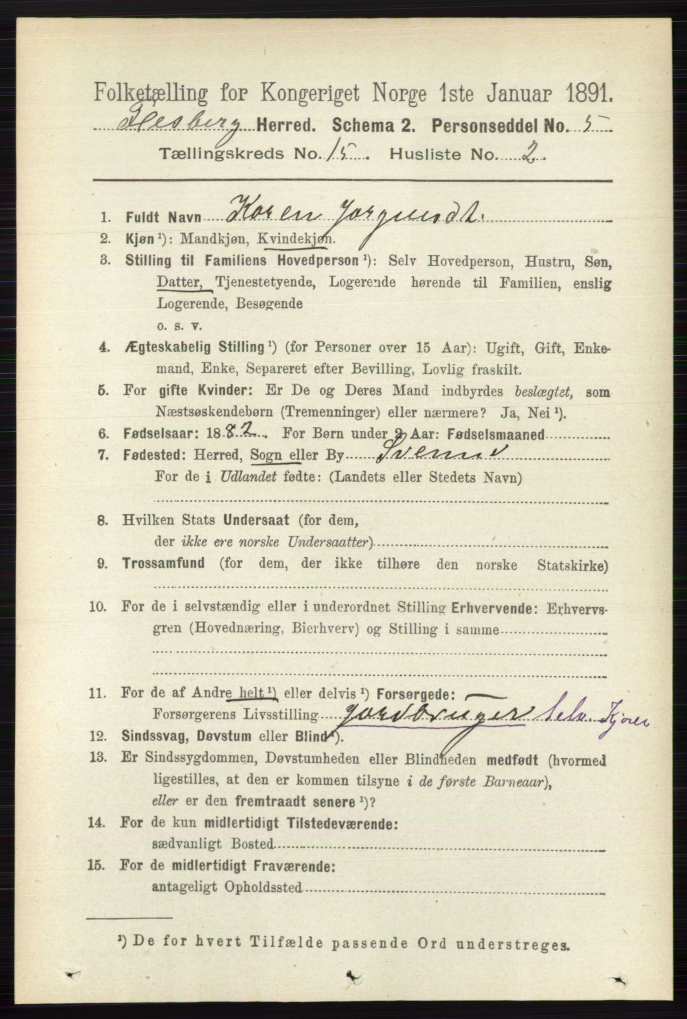 RA, 1891 census for 0631 Flesberg, 1891, p. 2700