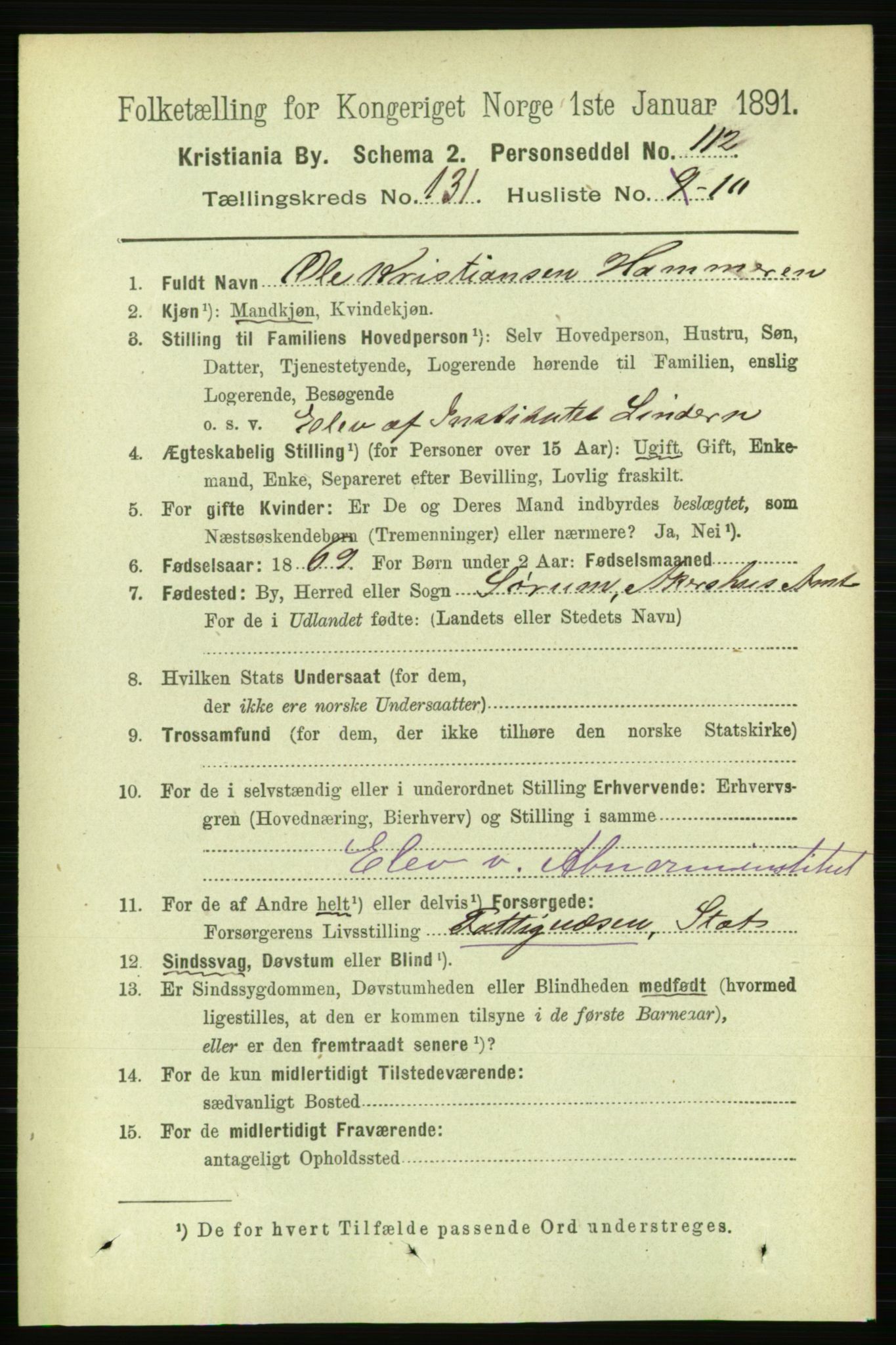 RA, 1891 census for 0301 Kristiania, 1891, p. 71090