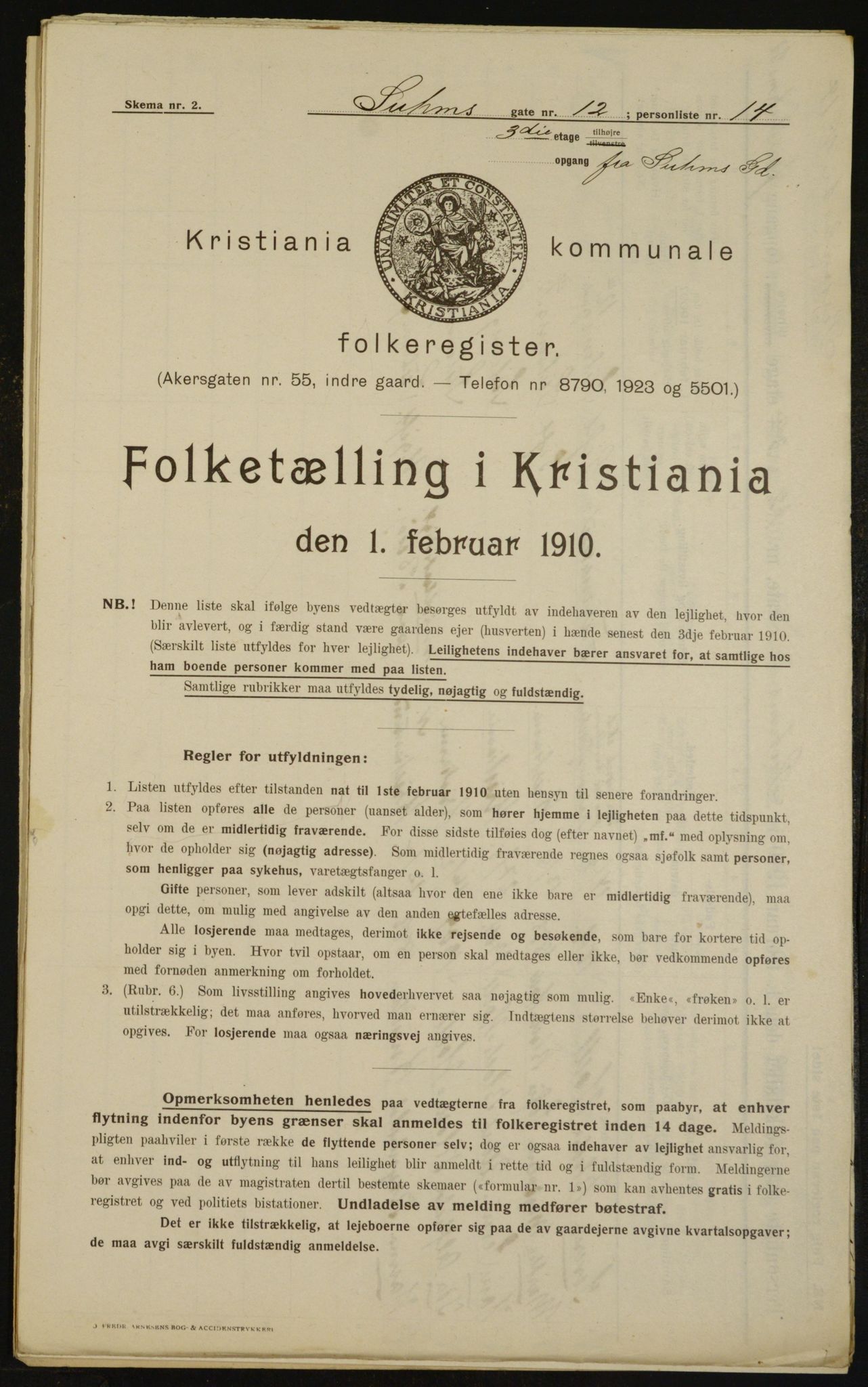 OBA, Municipal Census 1910 for Kristiania, 1910, p. 99274