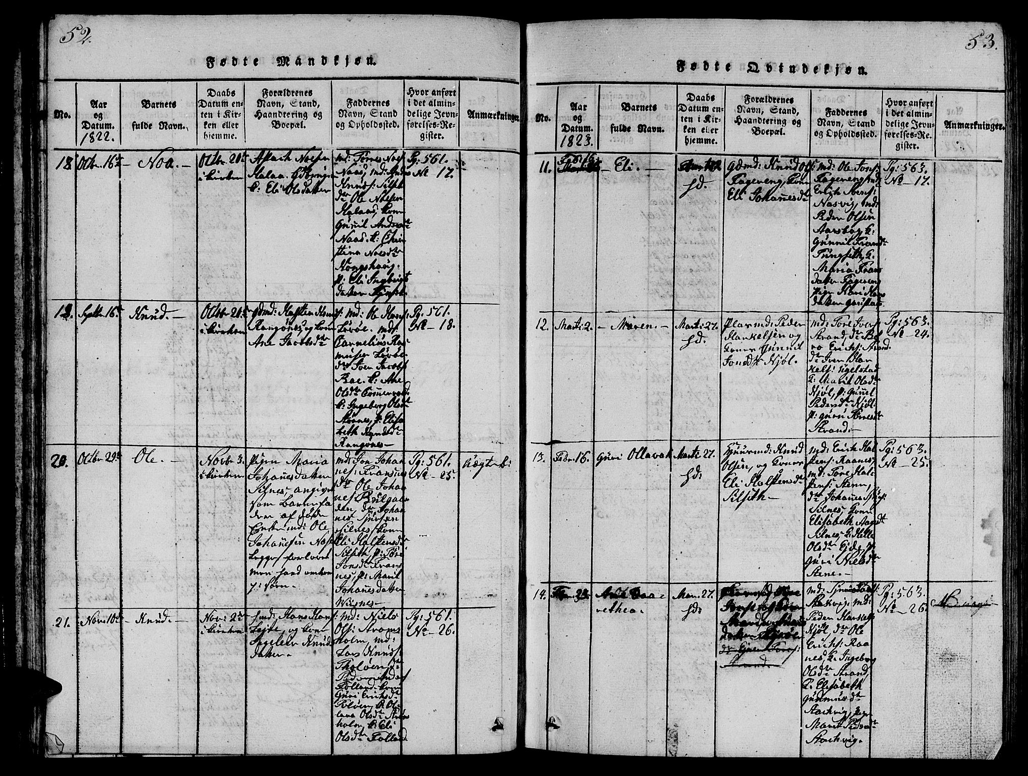 Ministerialprotokoller, klokkerbøker og fødselsregistre - Møre og Romsdal, AV/SAT-A-1454/570/L0831: Parish register (official) no. 570A05, 1819-1829, p. 52-53