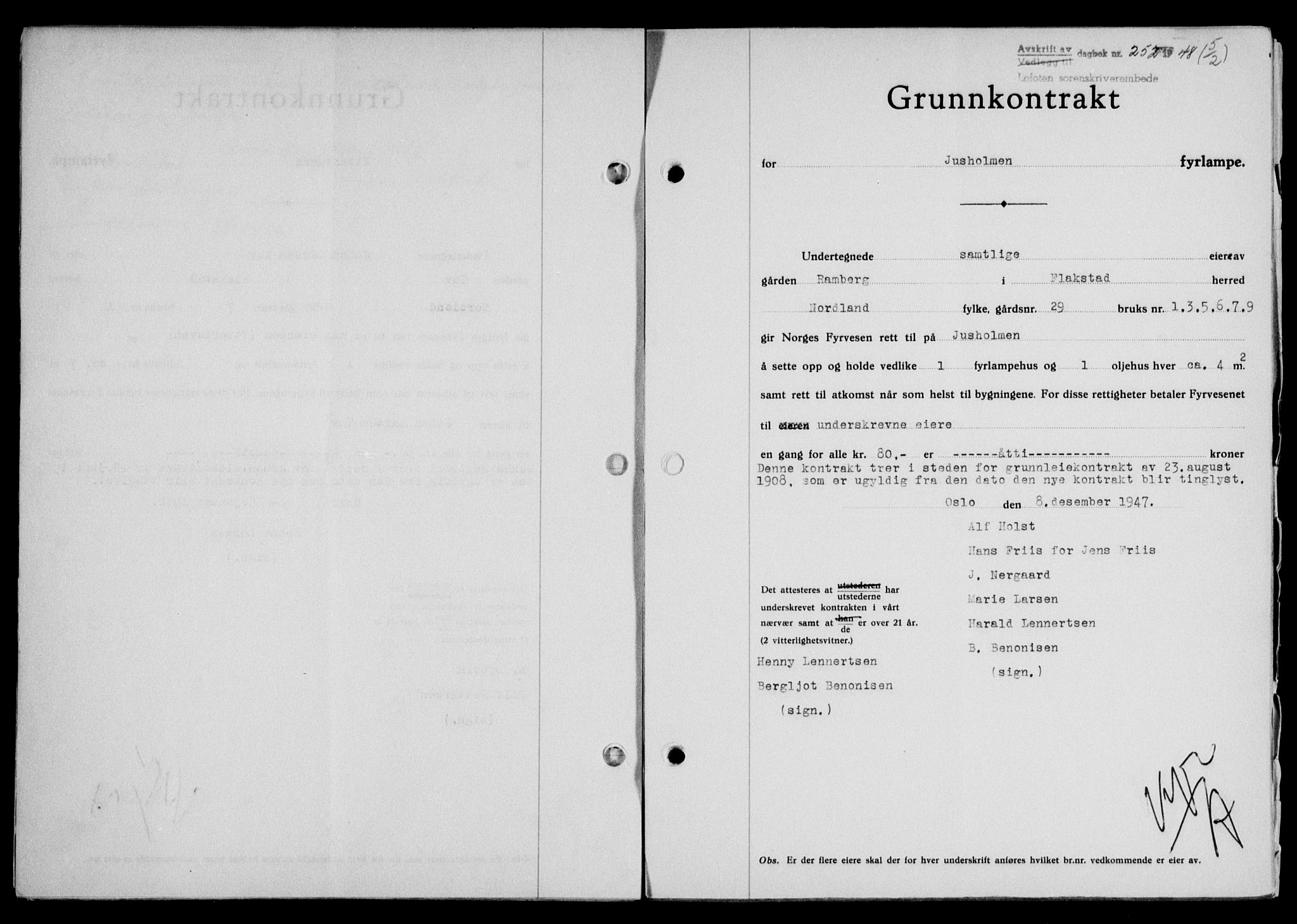 Lofoten sorenskriveri, SAT/A-0017/1/2/2C/L0017a: Mortgage book no. 17a, 1947-1948, Diary no: : 252/1948