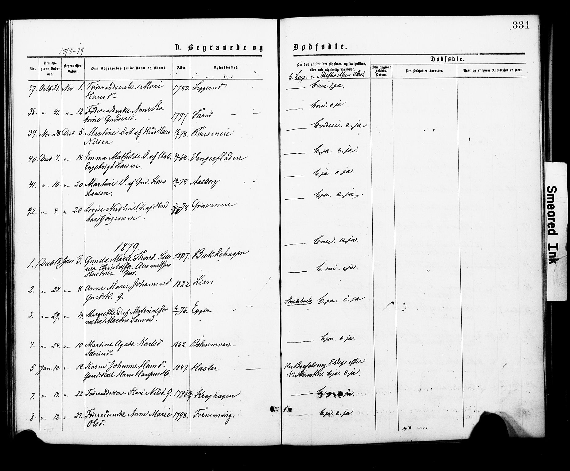 Eidsvoll prestekontor Kirkebøker, SAO/A-10888/F/Fa/L0001: Parish register (official) no. I 1, 1877-1881, p. 331