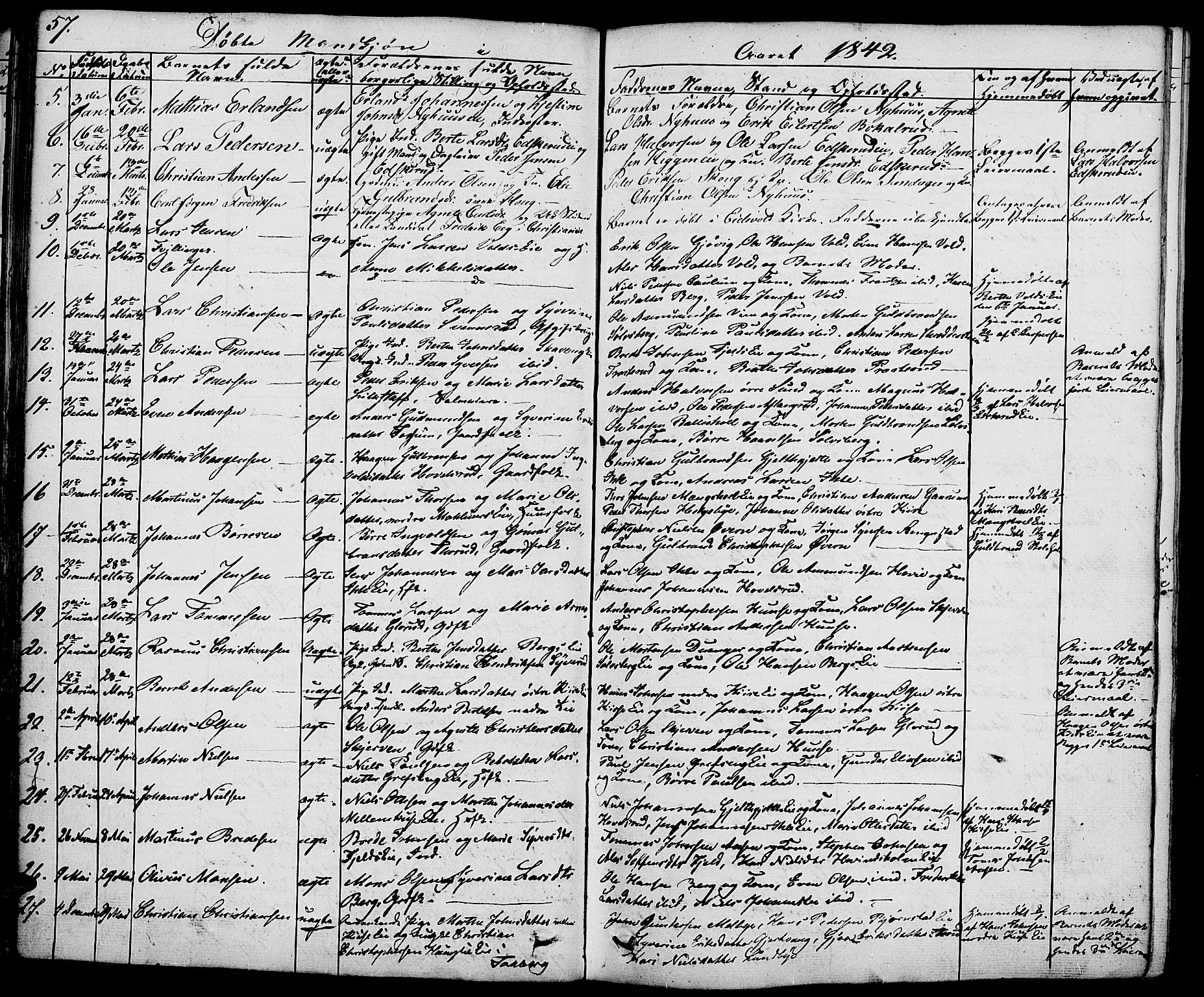 Nes prestekontor, Hedmark, AV/SAH-PREST-020/K/Ka/L0003: Parish register (official) no. 3, 1827-1851, p. 57