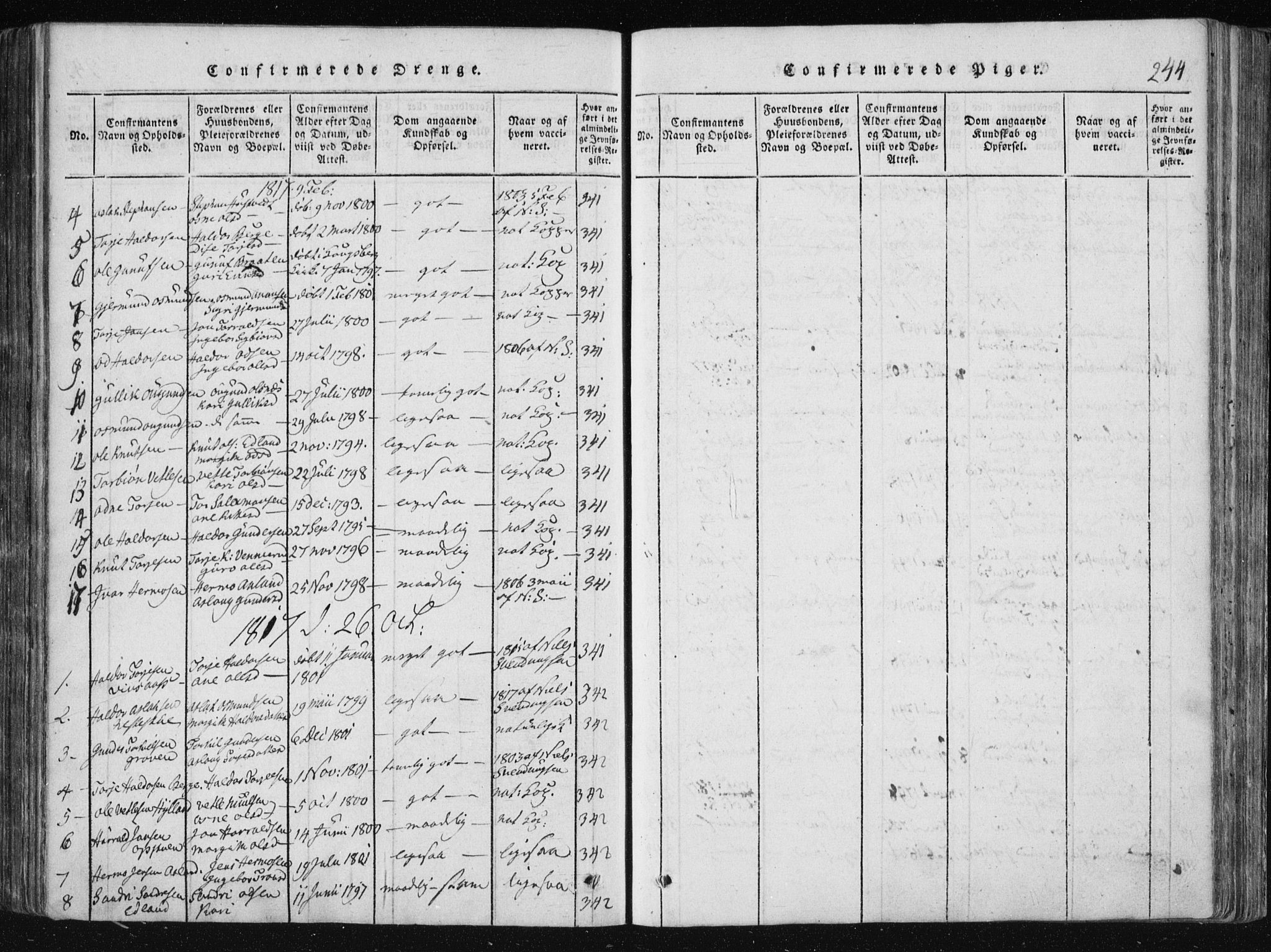 Vinje kirkebøker, AV/SAKO-A-312/F/Fa/L0003: Parish register (official) no. I 3, 1814-1843, p. 244