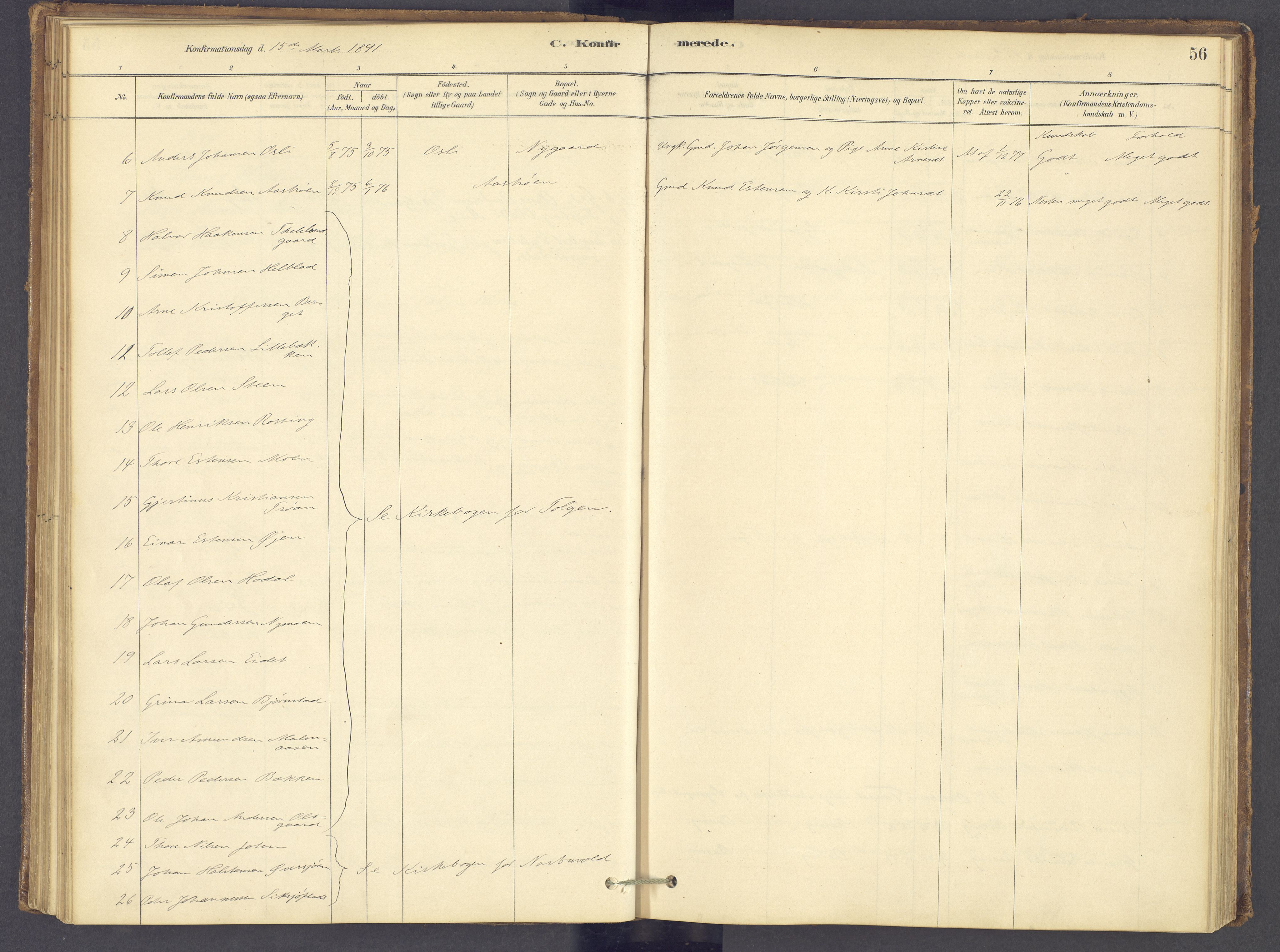 Tolga prestekontor, SAH/PREST-062/K/L0012: Parish register (official) no. 12, 1877-1925, p. 56