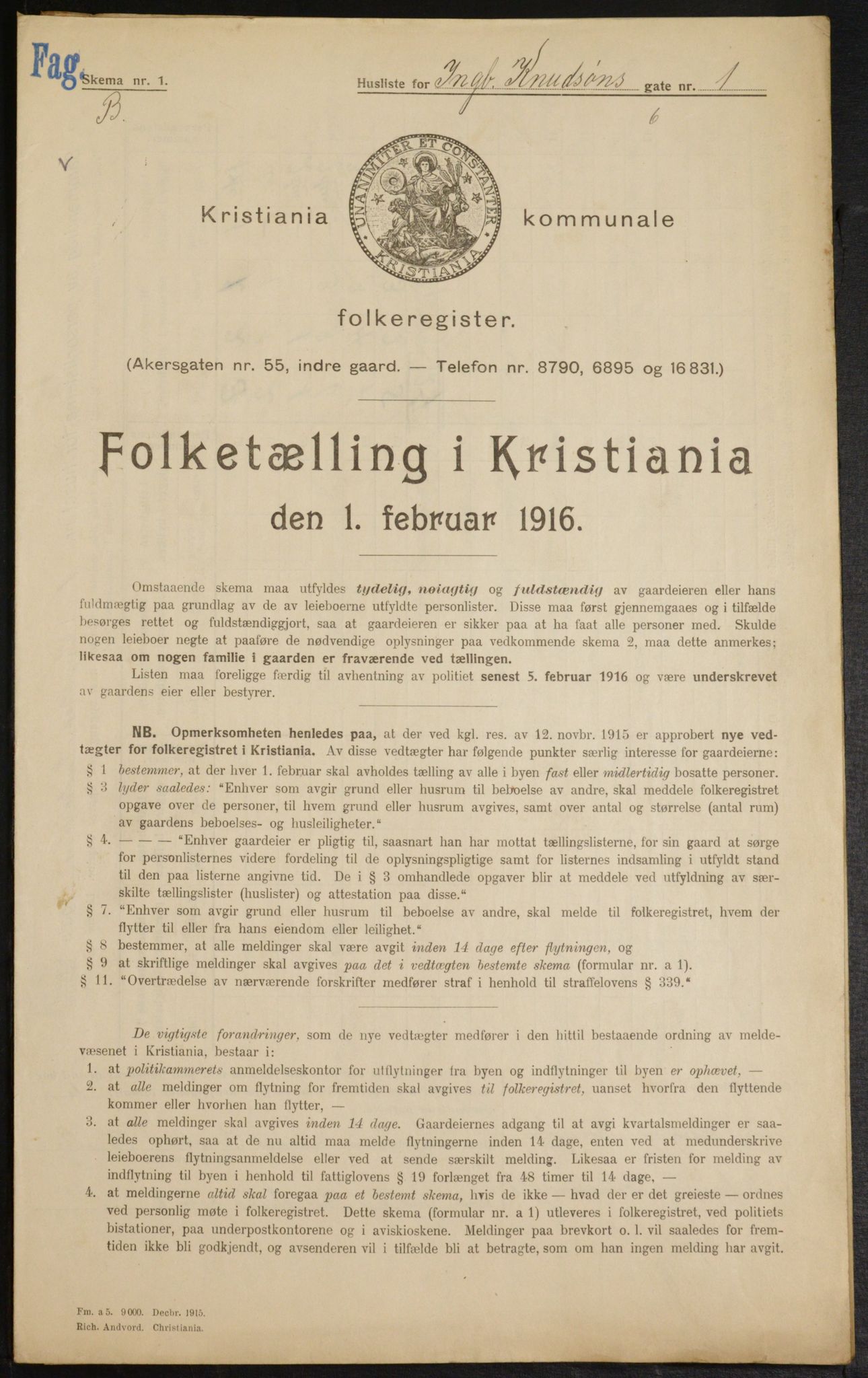 OBA, Municipal Census 1916 for Kristiania, 1916, p. 44762