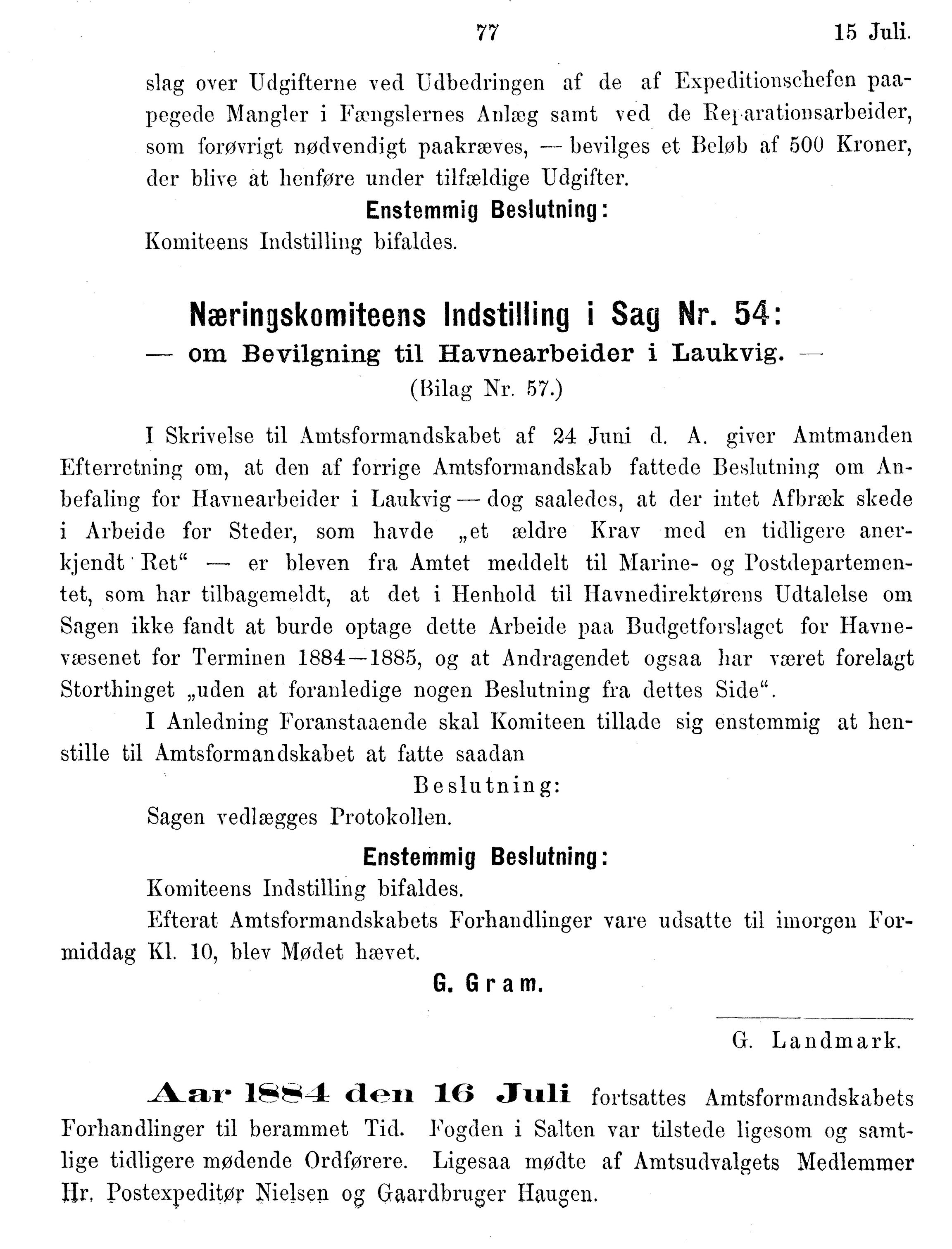 Nordland Fylkeskommune. Fylkestinget, AIN/NFK-17/176/A/Ac/L0014: Fylkestingsforhandlinger 1881-1885, 1881-1885, p. 77