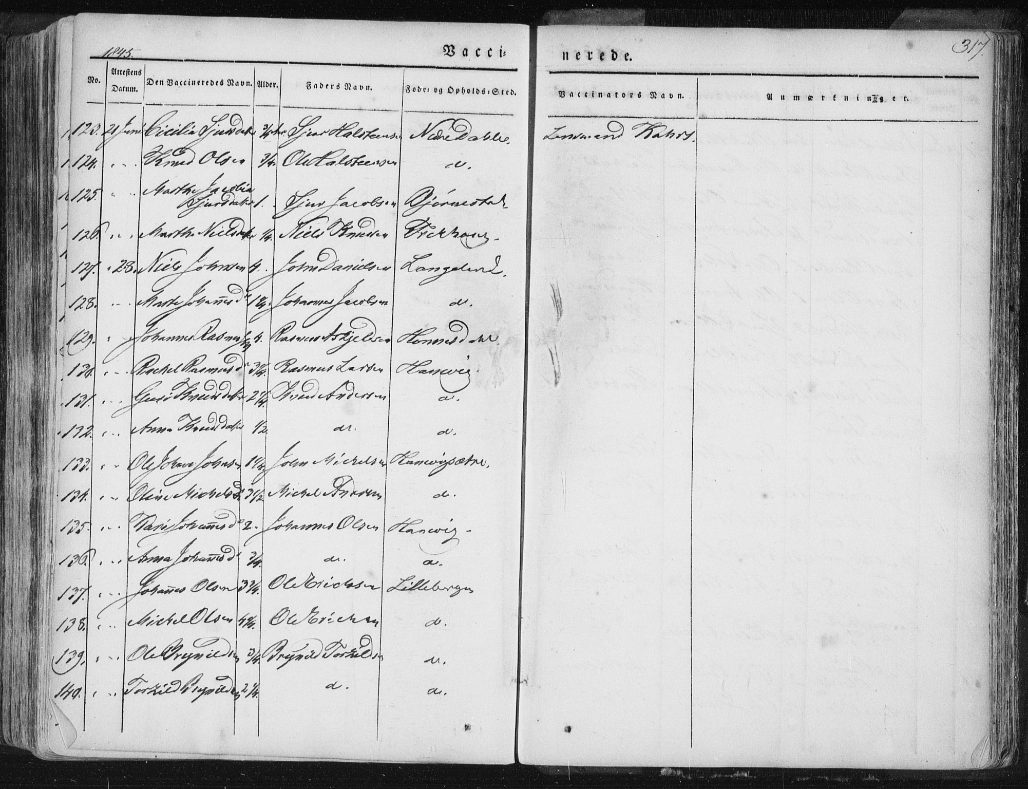 Hamre sokneprestembete, AV/SAB-A-75501/H/Ha/Haa/Haaa/L0012: Parish register (official) no. A 12, 1834-1845, p. 317