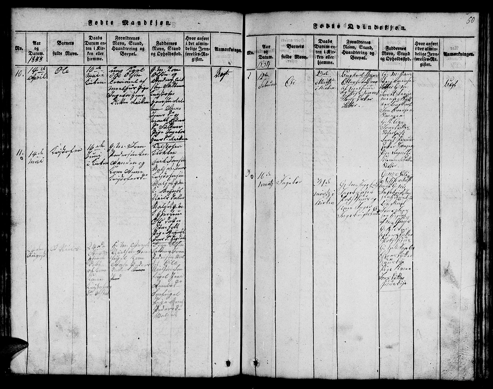 Ministerialprotokoller, klokkerbøker og fødselsregistre - Sør-Trøndelag, SAT/A-1456/666/L0788: Parish register (copy) no. 666C01, 1816-1847, p. 50