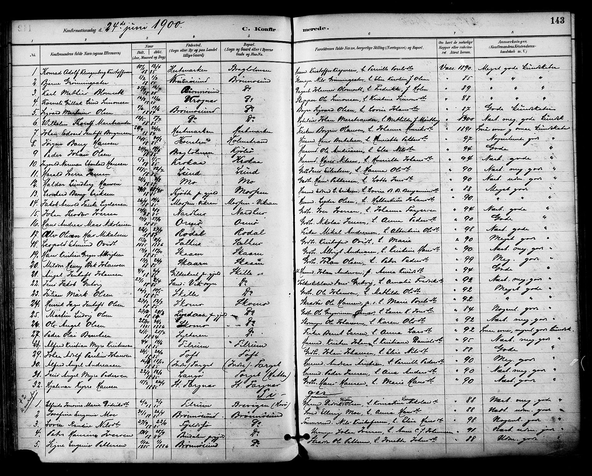 Ministerialprotokoller, klokkerbøker og fødselsregistre - Nordland, SAT/A-1459/813/L0200: Parish register (official) no. 813A10, 1886-1900, p. 143