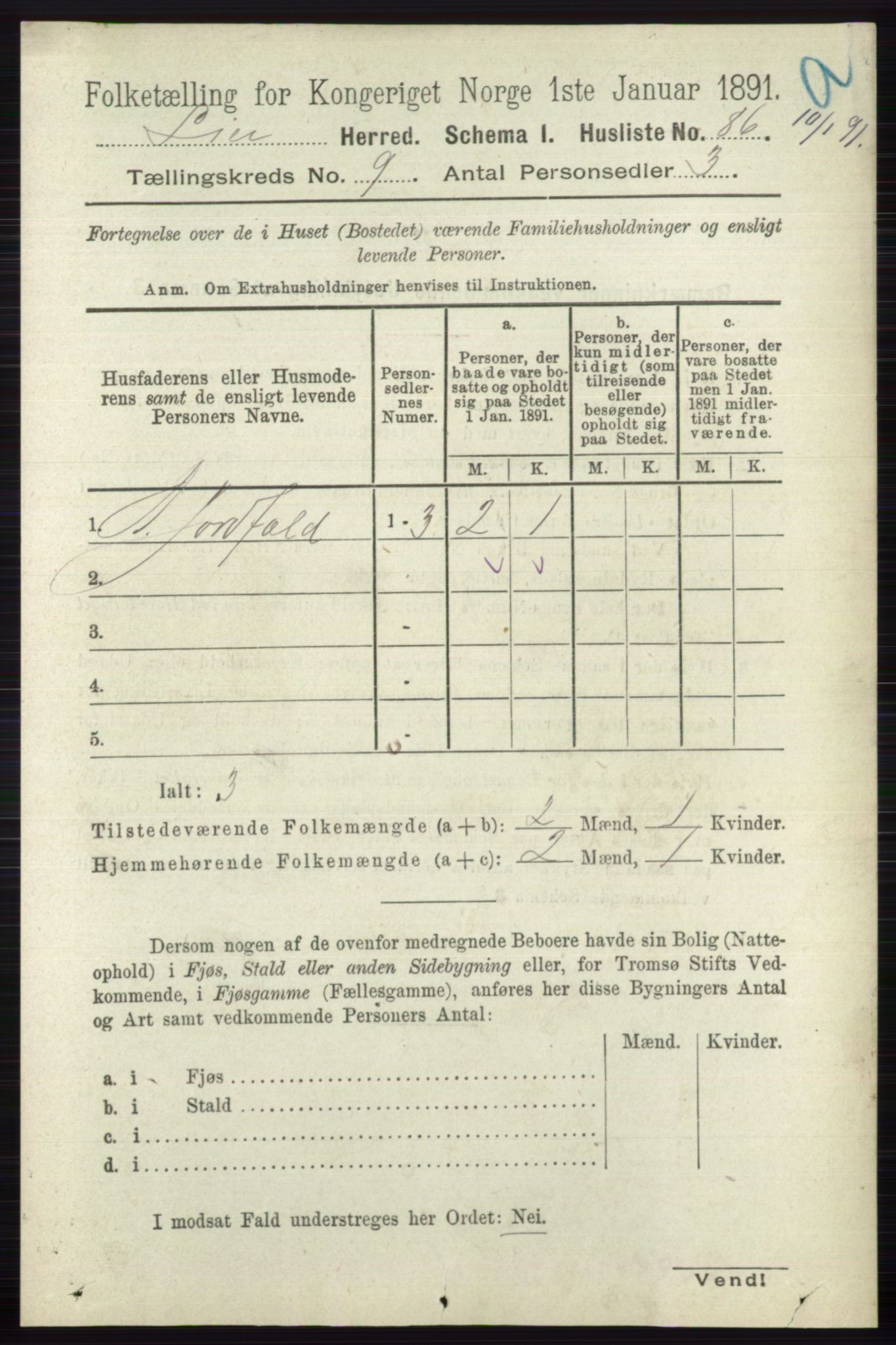 RA, 1891 census for 0626 Lier, 1891, p. 5632