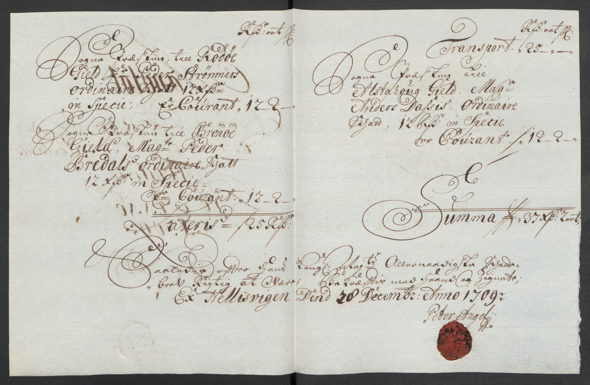 Rentekammeret inntil 1814, Reviderte regnskaper, Fogderegnskap, AV/RA-EA-4092/R65/L4510: Fogderegnskap Helgeland, 1708-1709, p. 247