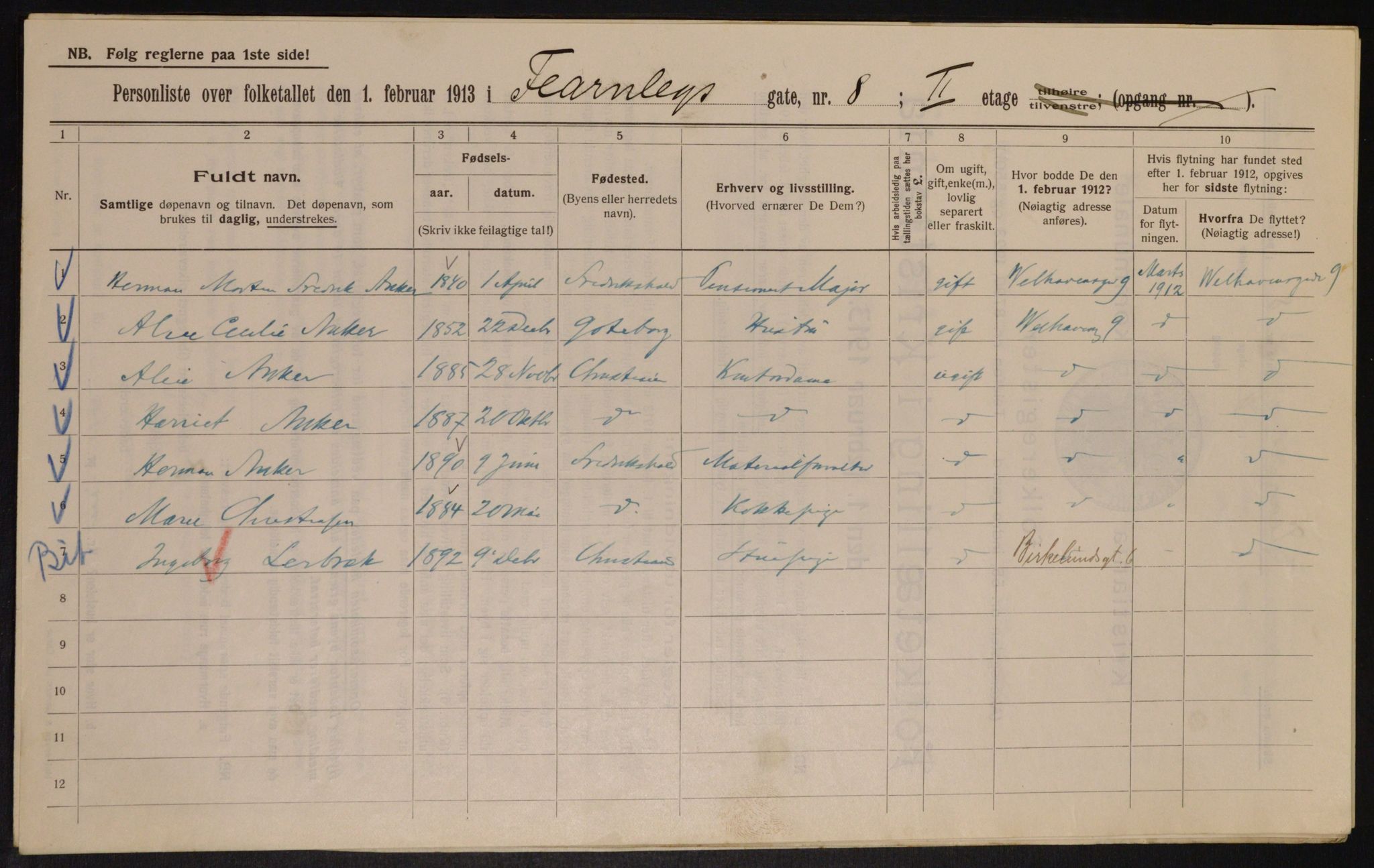 OBA, Municipal Census 1913 for Kristiania, 1913, p. 24099