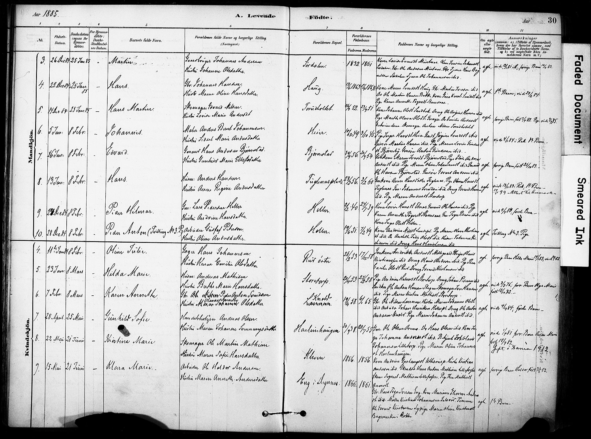 Rakkestad prestekontor Kirkebøker, AV/SAO-A-2008/F/Fb/L0001: Parish register (official) no. II 1, 1878-1899, p. 30