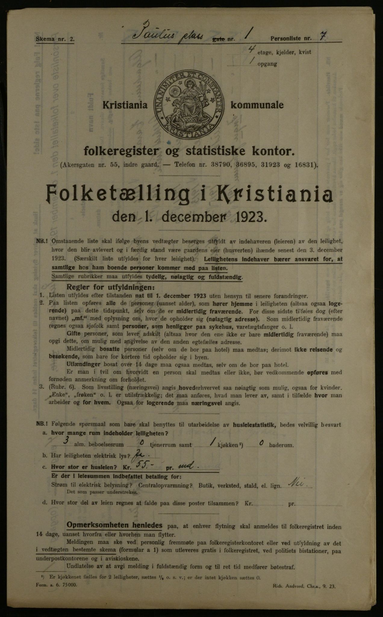 OBA, Municipal Census 1923 for Kristiania, 1923, p. 86594
