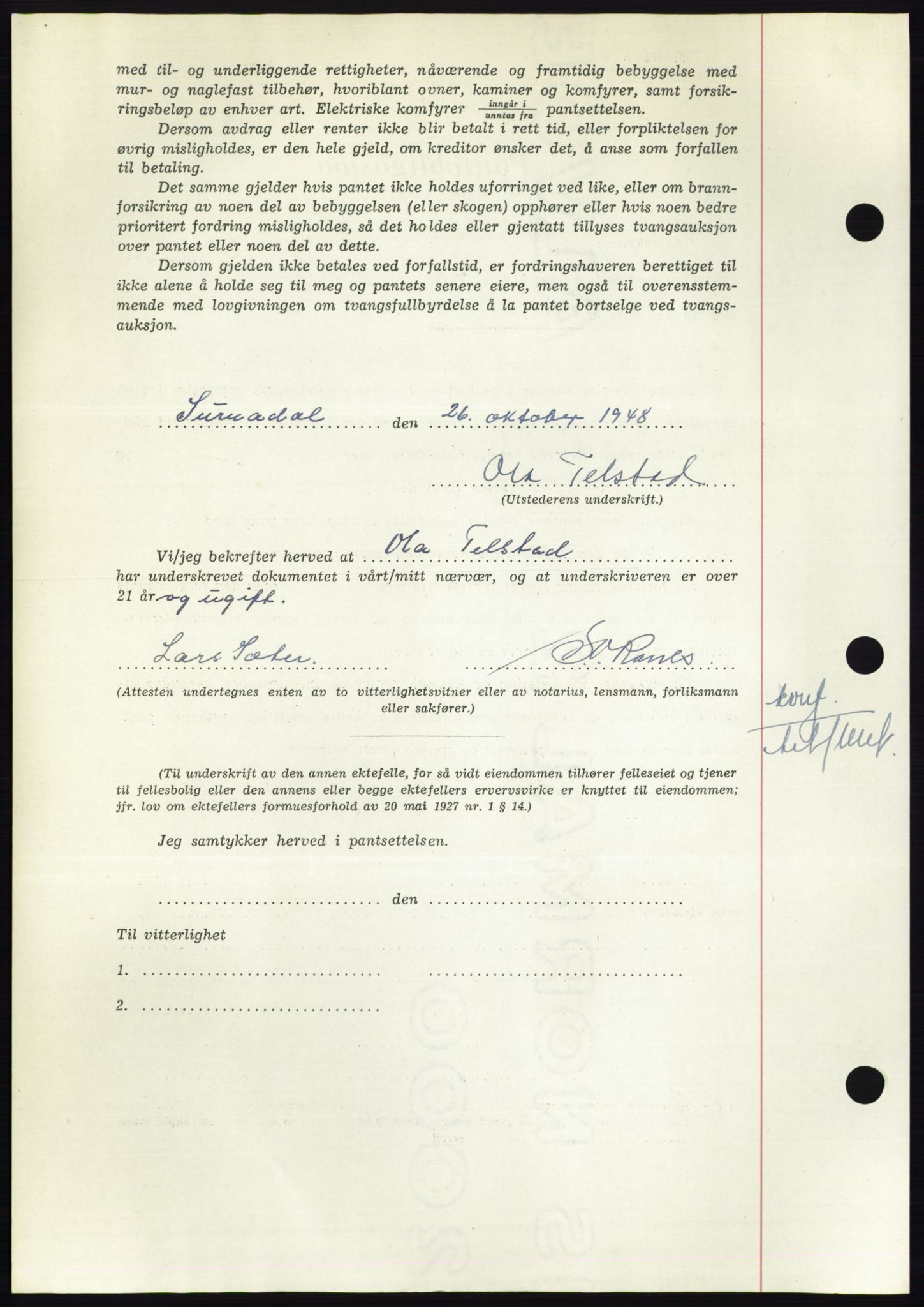 Nordmøre sorenskriveri, AV/SAT-A-4132/1/2/2Ca: Mortgage book no. B99, 1948-1948, Diary no: : 3066/1948