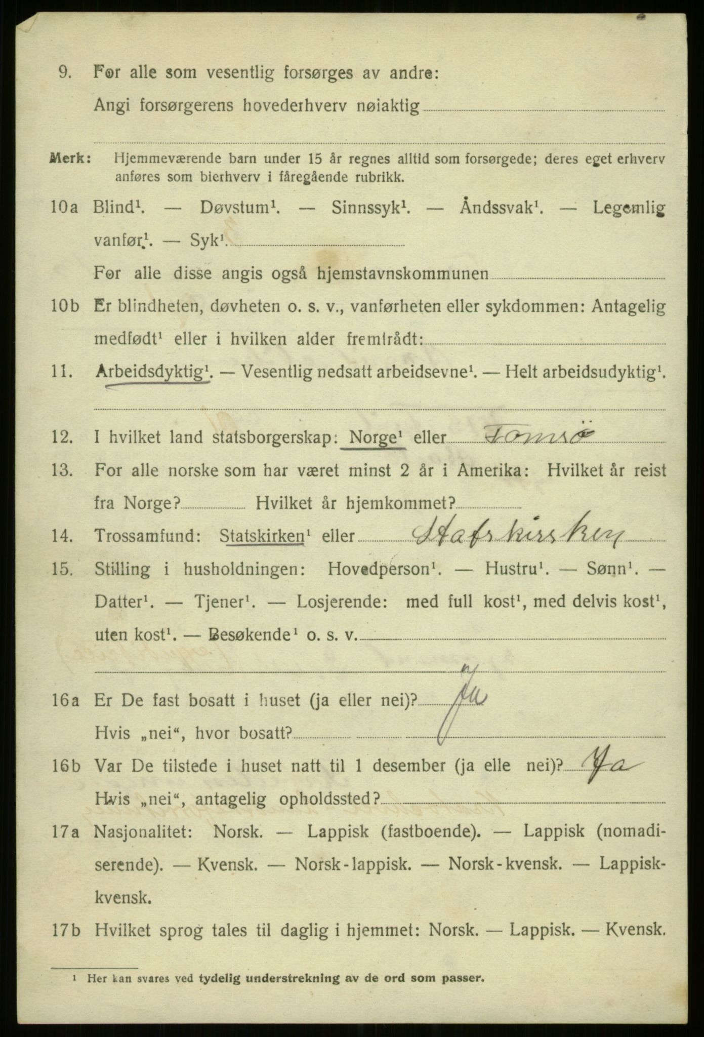 SATØ, 1920 census for Tromsø, 1920, p. 26192