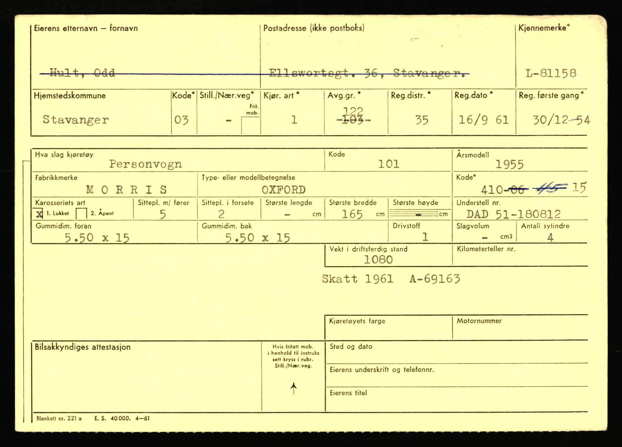 Stavanger trafikkstasjon, AV/SAST-A-101942/0/F/L0071: L-80500 - L-82199, 1930-1971, p. 1169