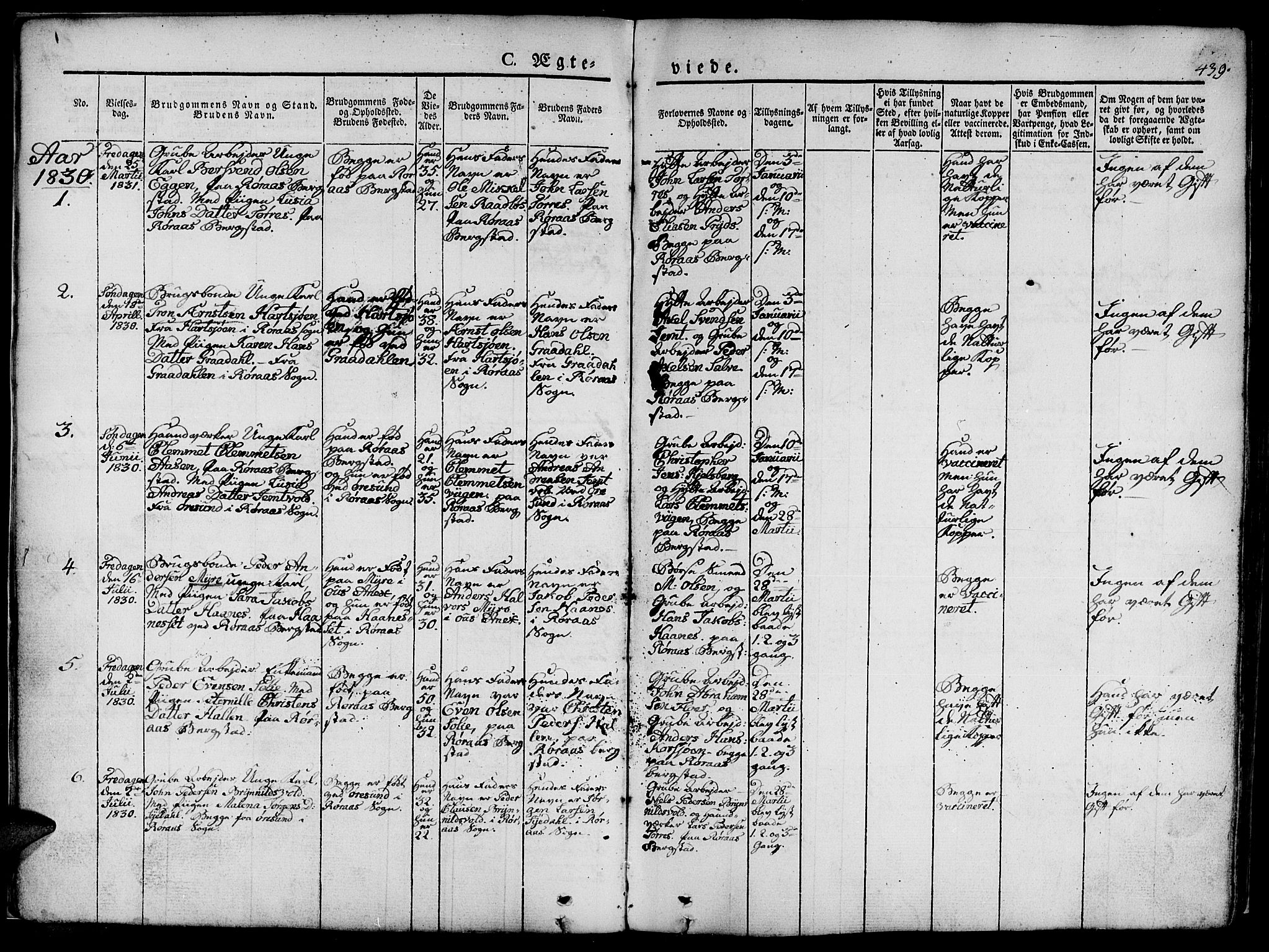 Ministerialprotokoller, klokkerbøker og fødselsregistre - Sør-Trøndelag, SAT/A-1456/681/L0939: Parish register (copy) no. 681C03, 1829-1855, p. 439