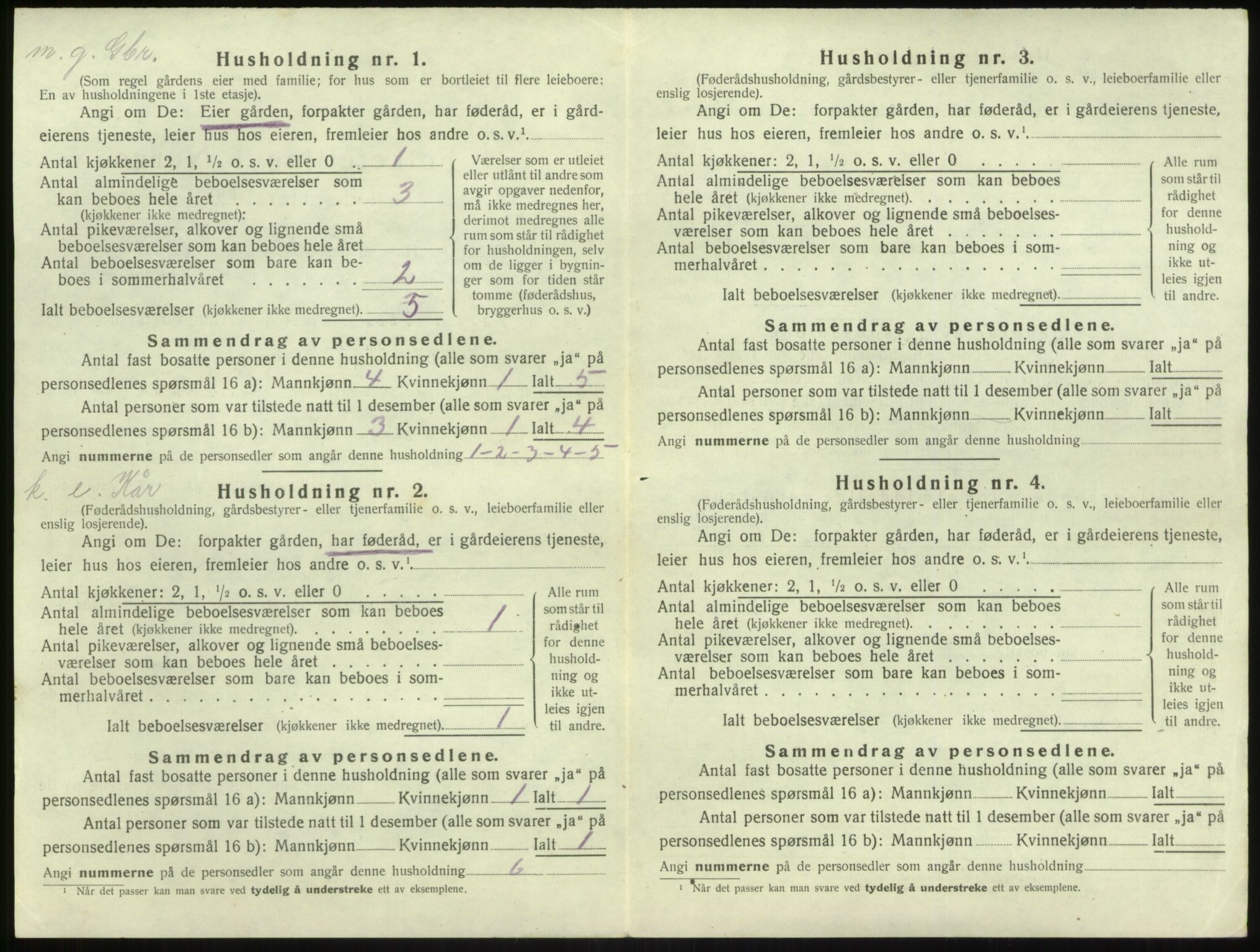 SAB, 1920 census for Brekke, 1920, p. 62