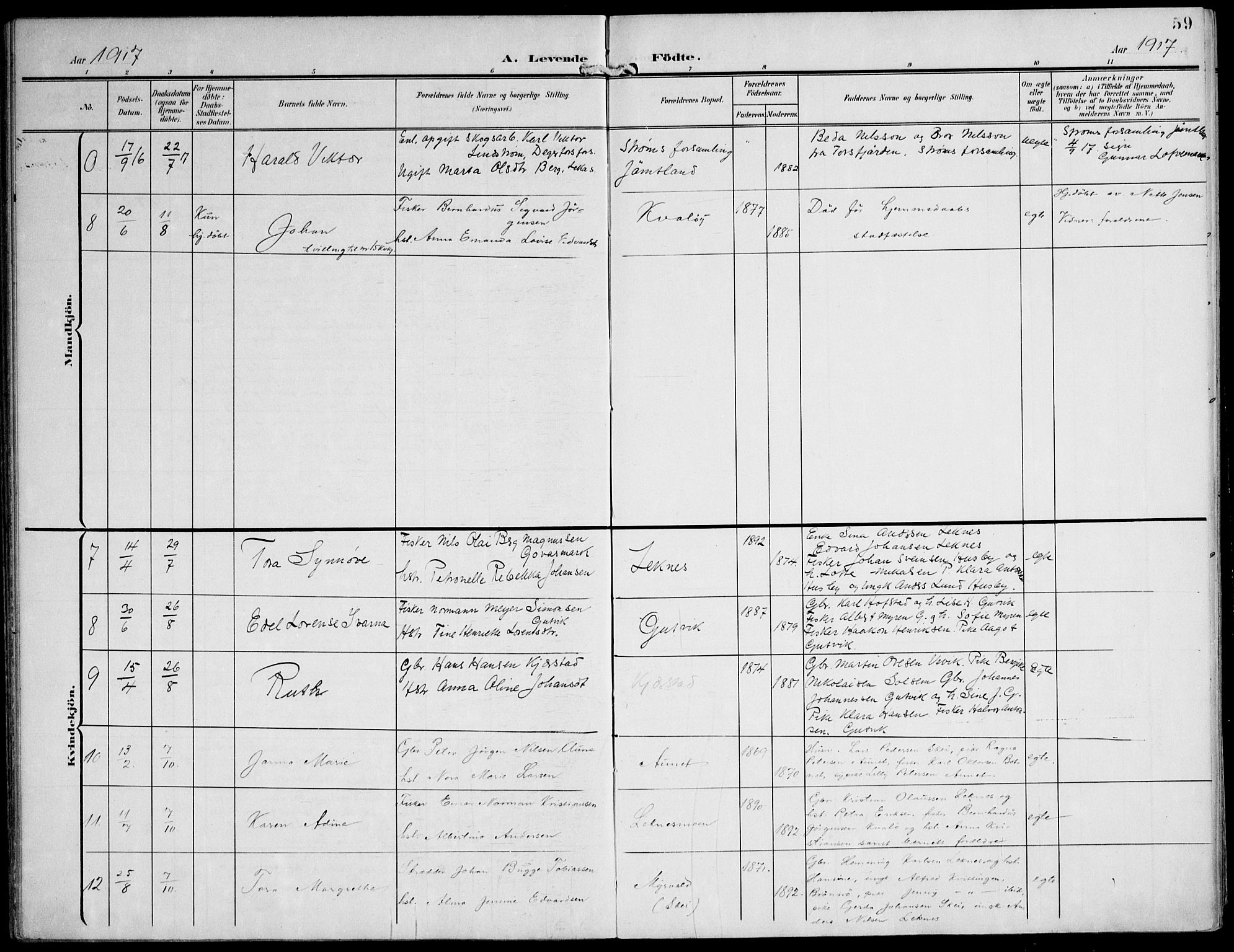 Ministerialprotokoller, klokkerbøker og fødselsregistre - Nord-Trøndelag, AV/SAT-A-1458/788/L0698: Parish register (official) no. 788A05, 1902-1921, p. 59