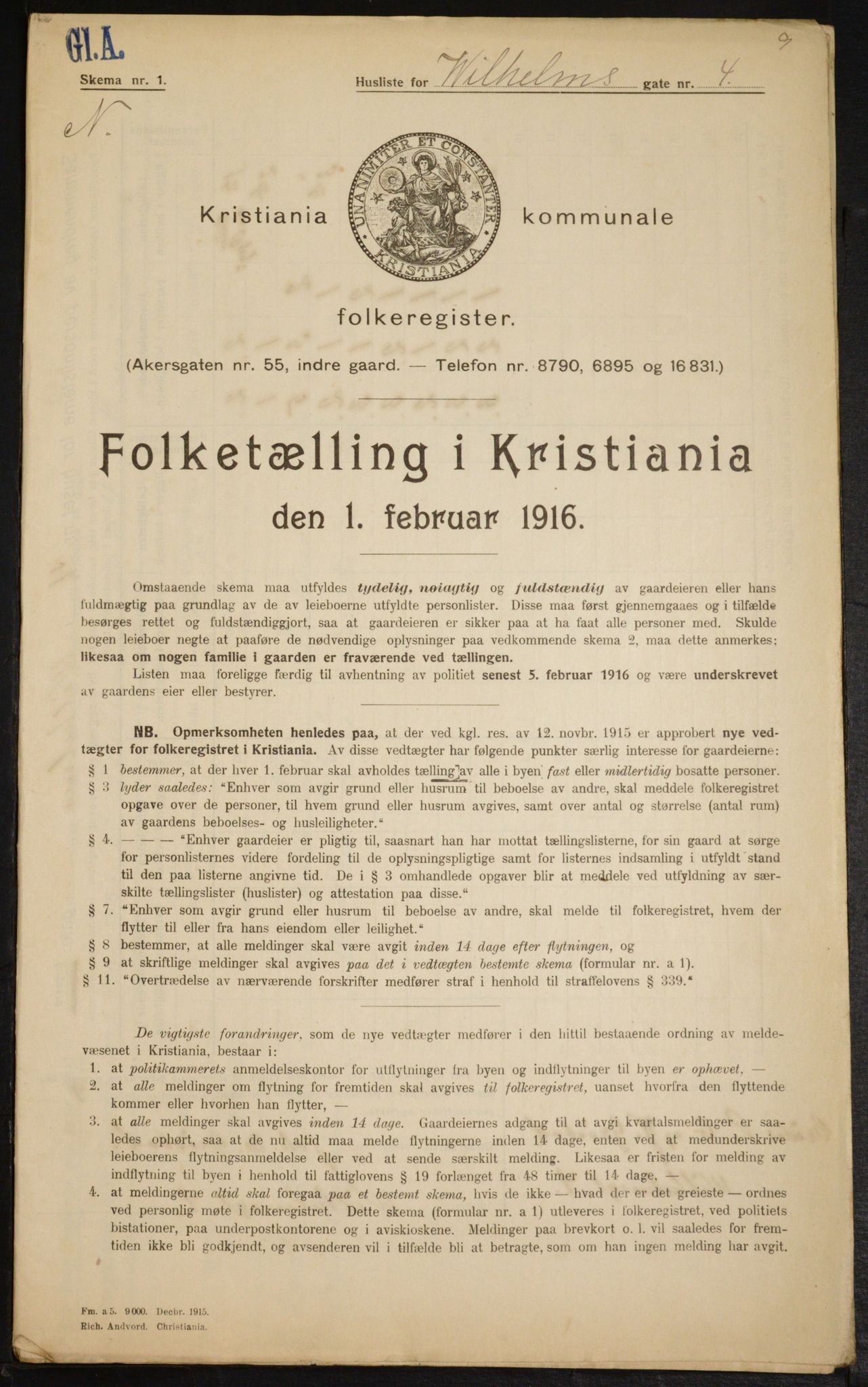 OBA, Municipal Census 1916 for Kristiania, 1916, p. 131853