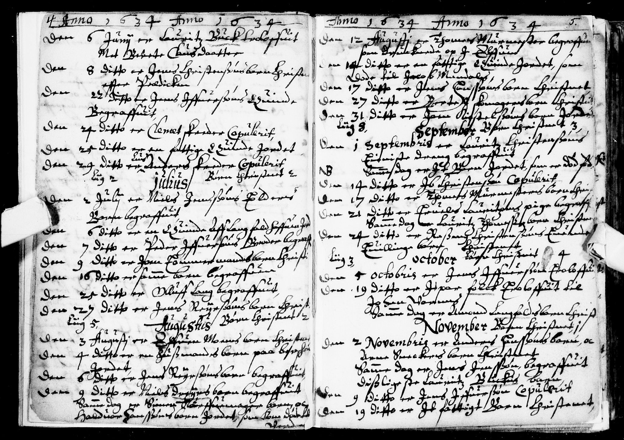 Bragernes kirkebøker, AV/SAKO-A-6/F/Fa/L0001: Parish register (official) no. I 1, 1634-1662, p. 4-5