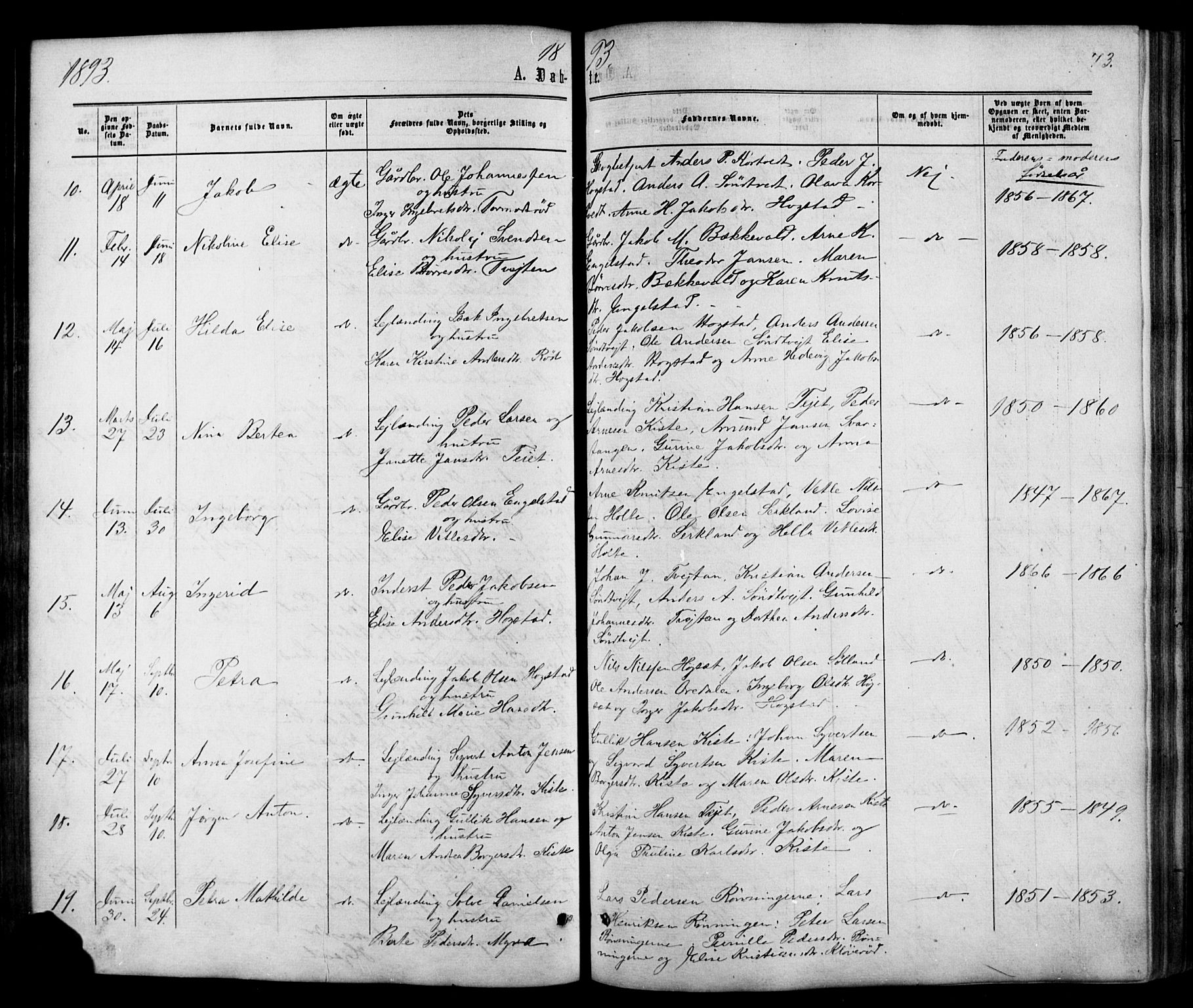 Siljan kirkebøker, SAKO/A-300/G/Ga/L0002: Parish register (copy) no. 2, 1864-1908, p. 73