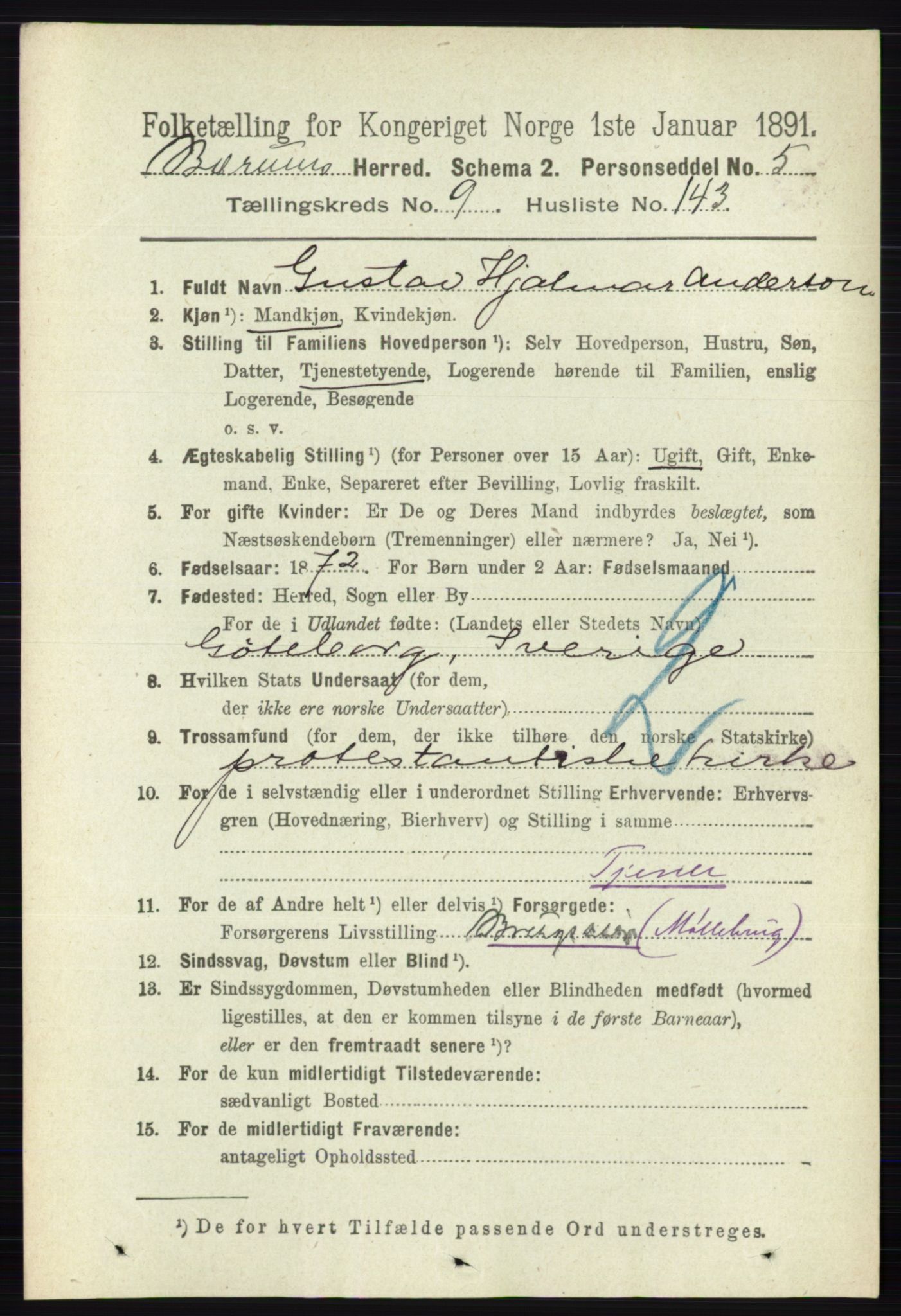 RA, 1891 census for 0219 Bærum, 1891, p. 6277