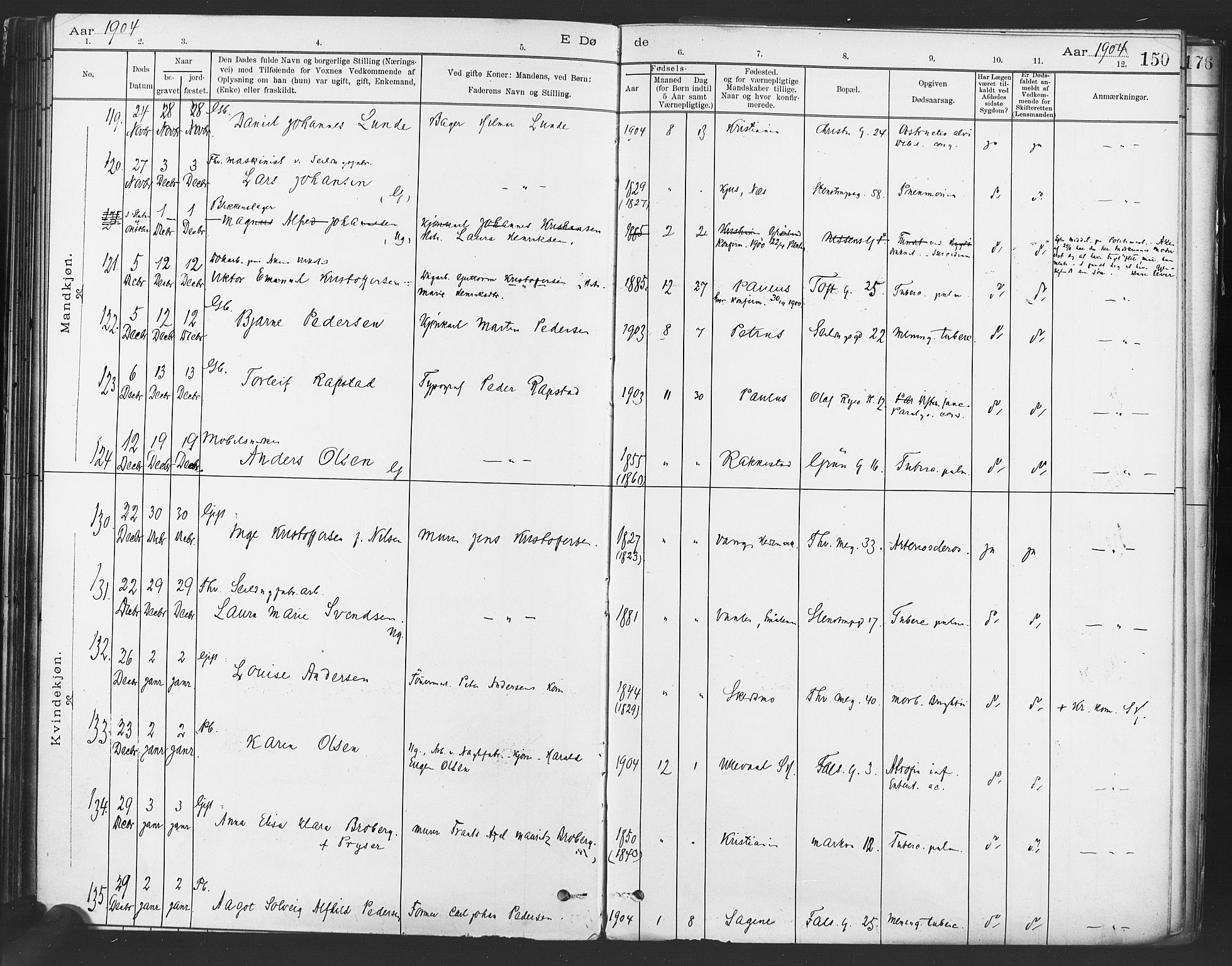 Paulus prestekontor Kirkebøker, AV/SAO-A-10871/F/Fa/L0012: Parish register (official) no. 12, 1897-1908, p. 150