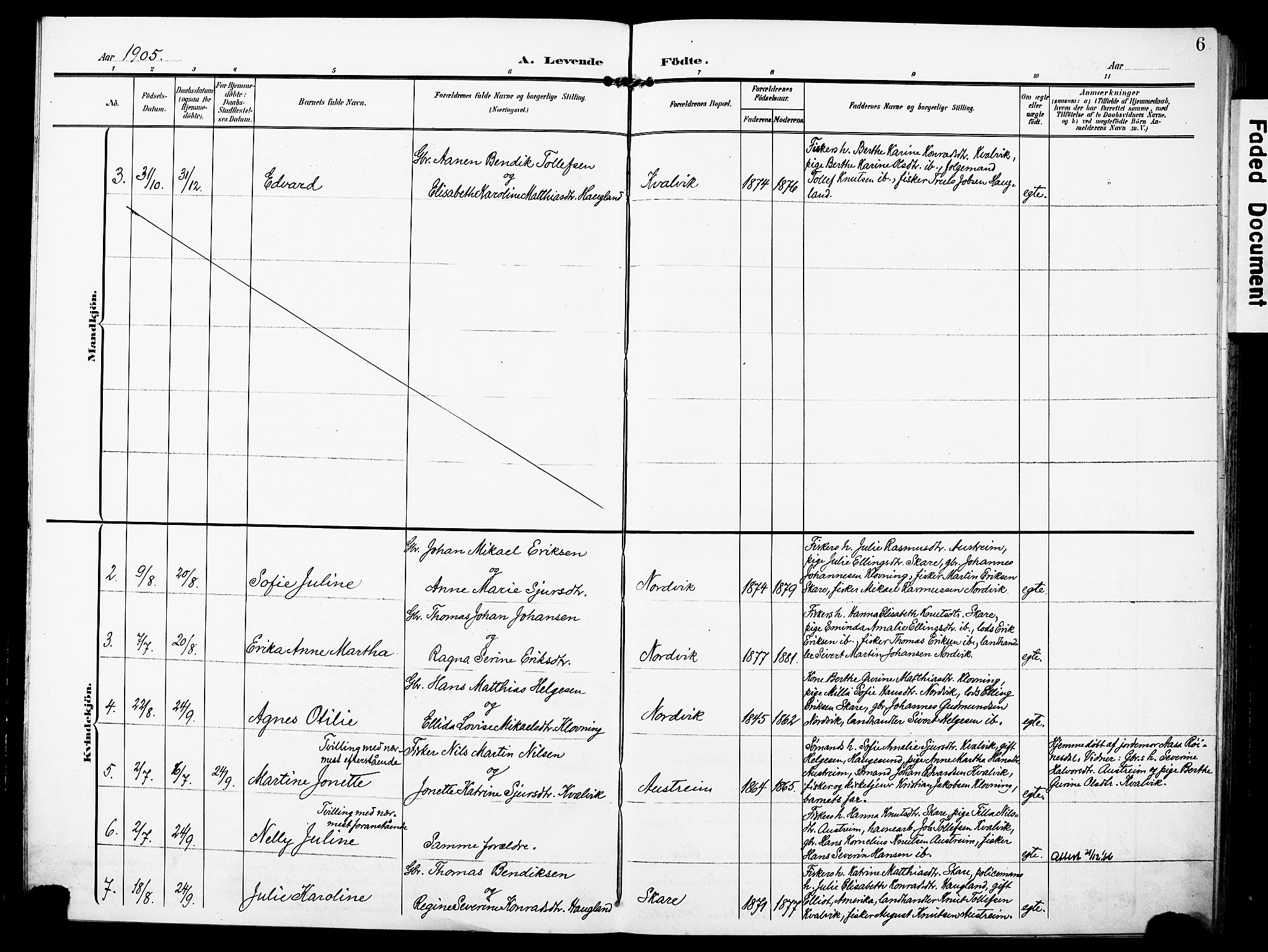 Torvastad sokneprestkontor, SAST/A -101857/H/Ha/Haa/L0018: Parish register (official) no. A 17, 1903-1925, p. 6