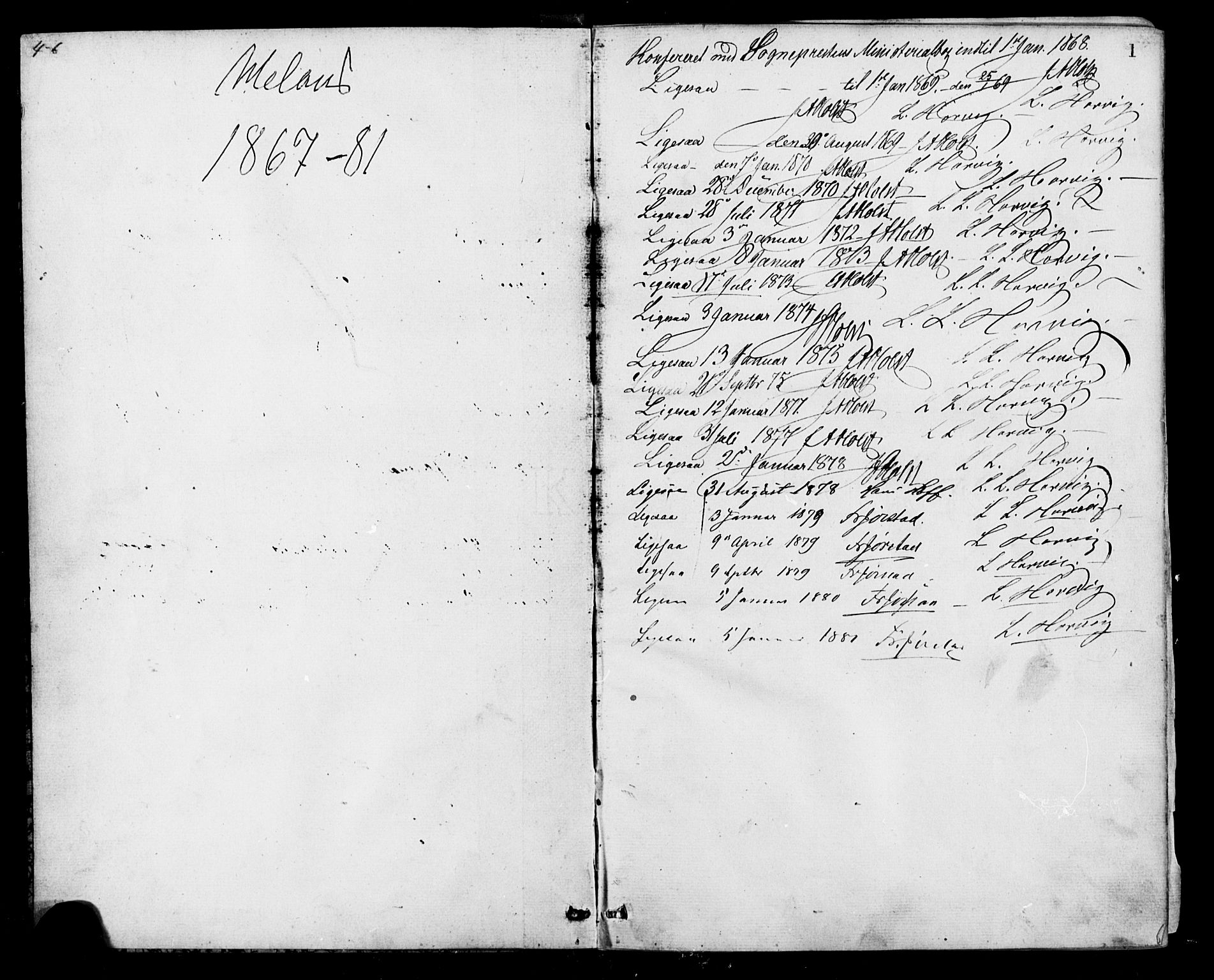 Alversund Sokneprestembete, SAB/A-73901/H/Ha/Hab: Parish register (copy) no. C 2, 1867-1880, p. 1