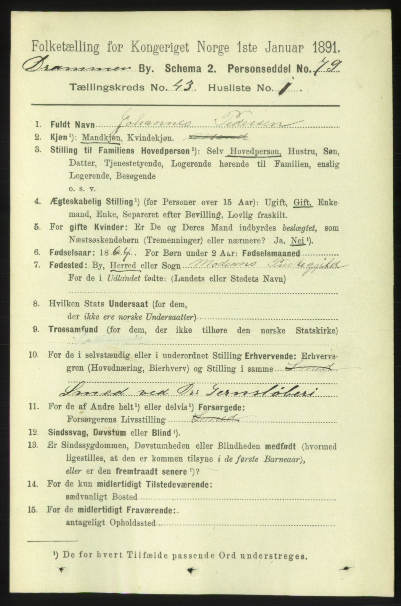 RA, 1891 census for 0602 Drammen, 1891, p. 25117