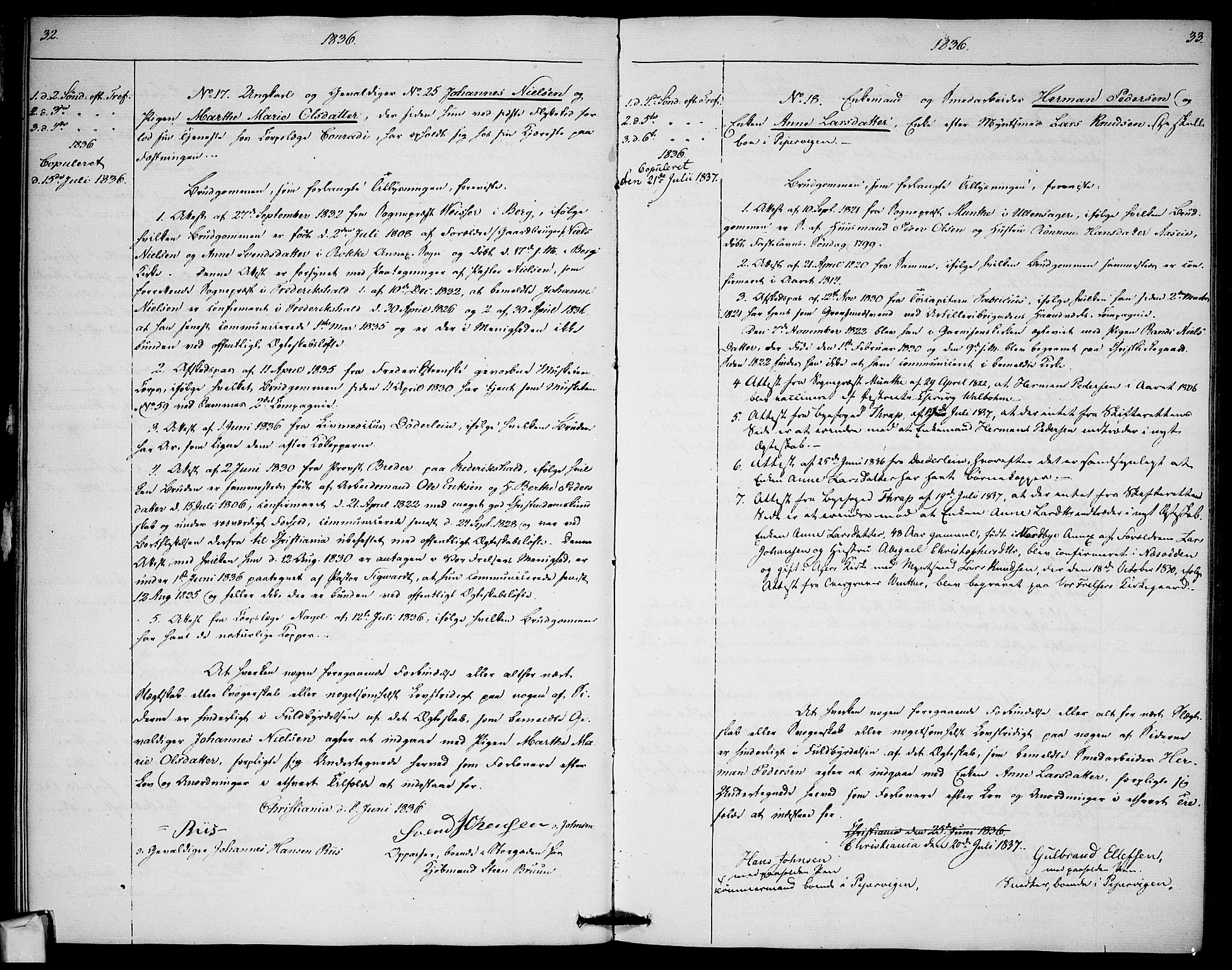 Garnisonsmenigheten Kirkebøker, SAO/A-10846/H/Ha/L0003: Banns register no. I 3, 1835-1840, p. 32-33