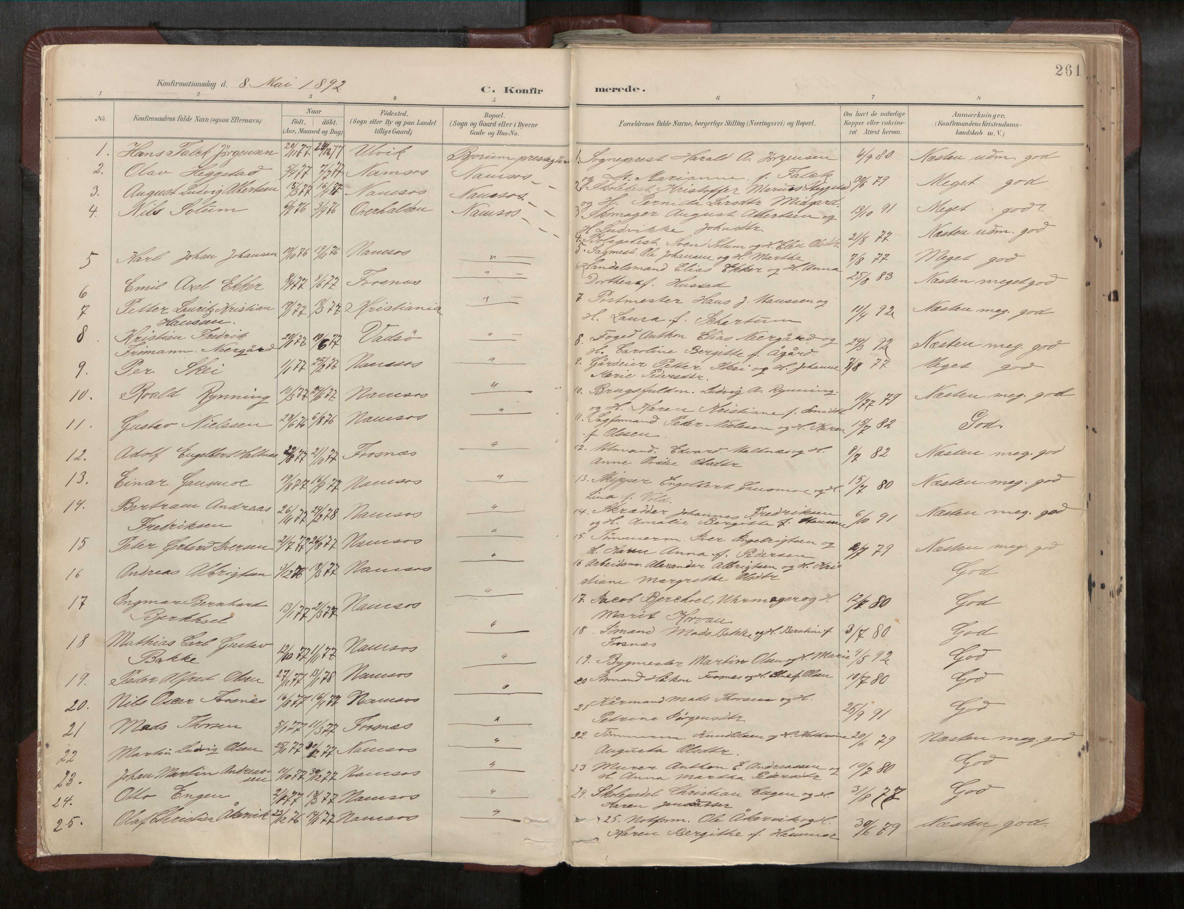 Ministerialprotokoller, klokkerbøker og fødselsregistre - Nord-Trøndelag, SAT/A-1458/768/L0579a: Parish register (official) no. 768A14, 1887-1931, p. 261